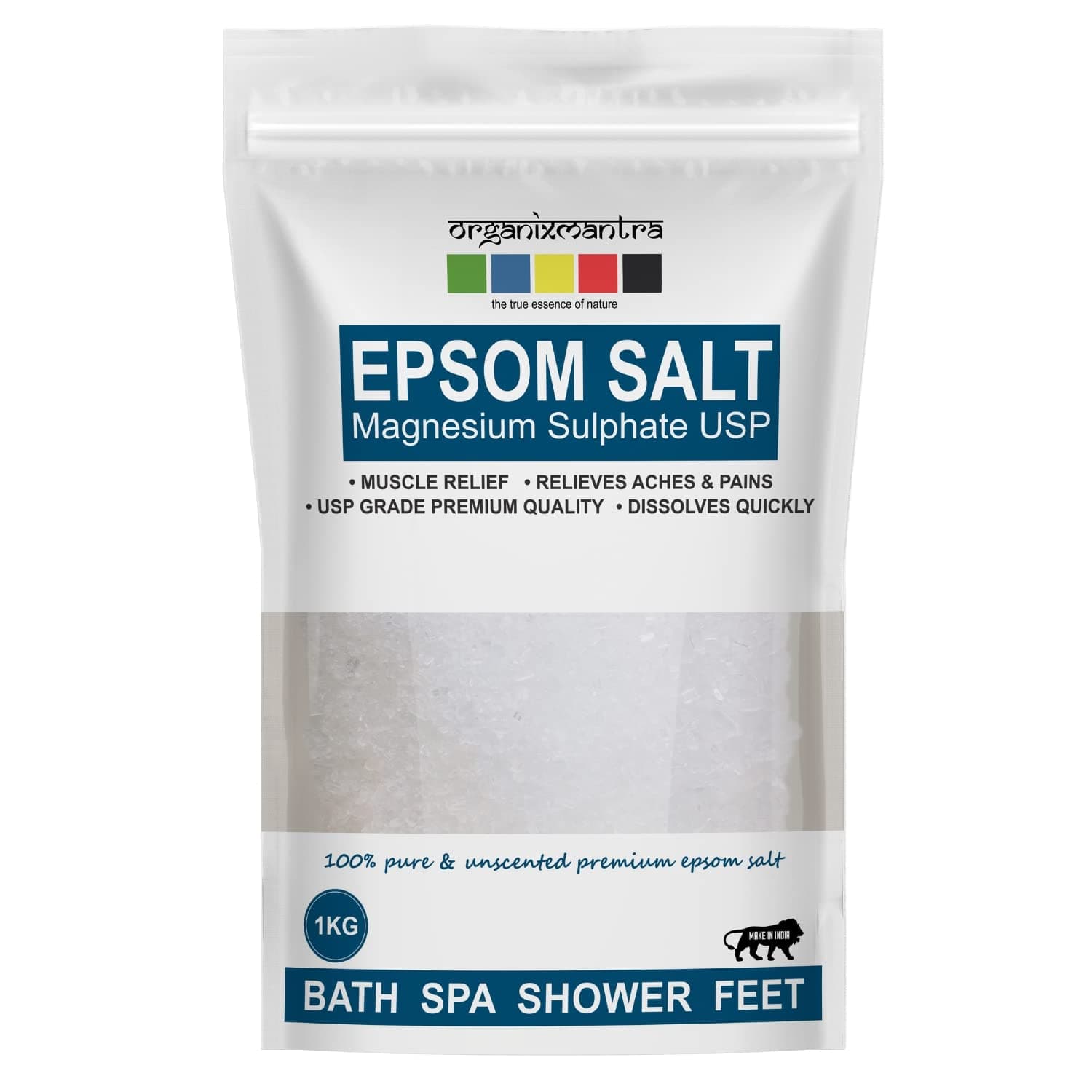 Epsom Bath Salt Crystal and Bath | For refreshing bath soak, relieves aches & pain - 1KG