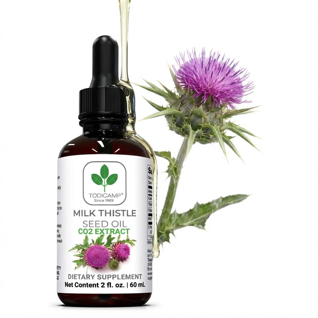 Milk Thistle Seed Oil Extract 2 fl oz - CO2 Liquid Milk Thistle Extract - Rich in Silymarin, VIT E, Zinc, Omegas, Tocopherols - Sweet and Pleasant Taste