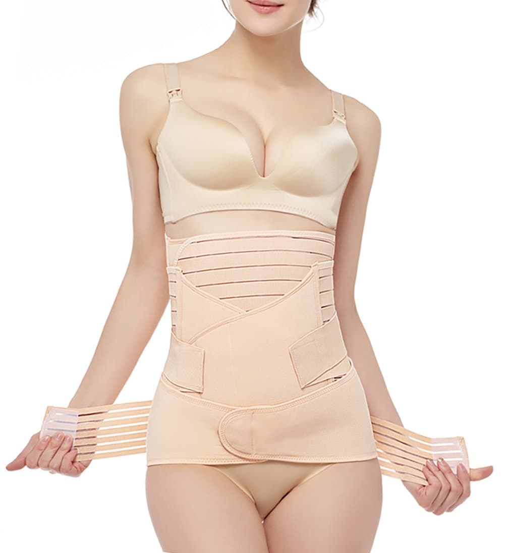 Postpartum Belly Wrap 3 in 1 Post Partum Support Girdles C-Section Recovery Belly Waist Pelvis Wrap Beige