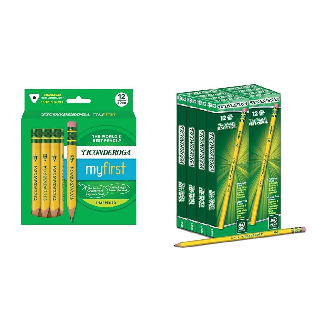 My First Short Triangular Wood-Cased Pencils, 2 HB Soft, 12 Count Wood-Cased Pencils, #2 HB Soft, Yellow, 96 Count
