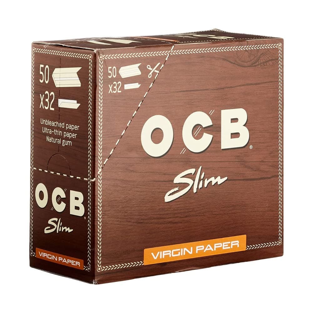 OCB Virgin King Size Slim Unbleached Rolling Paper - 1 Box (Total 1600 Papers)