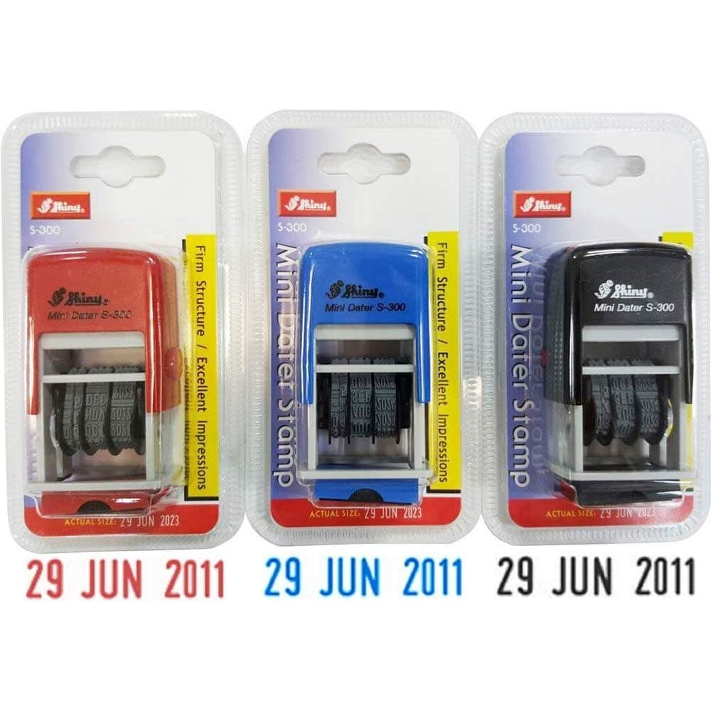 Shiny Self-Inking Rubber Date Stamp - S-300 - RED INK (42510-R)