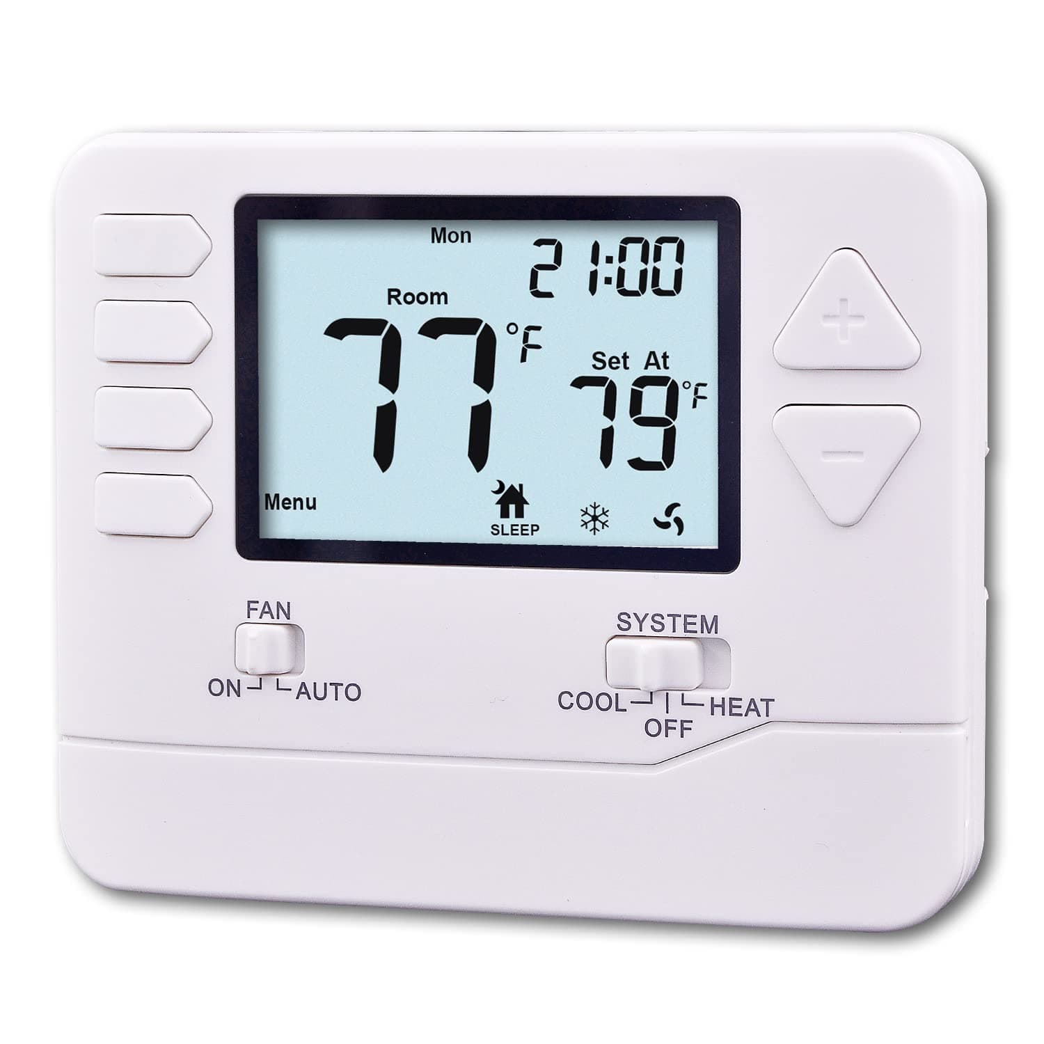 5-1-1 Day Programmable Thermostat for Home Conventional Single-Stage Systems, up to 1 Heat/ 1 Cool, (with White Backlight)