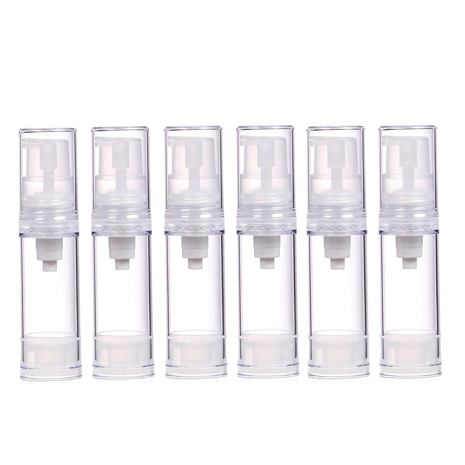 erioctry 5ML Airless Pump Bottle-Empty Refillable Airless Vacuum Pump Cream Lotion Bottle Travel Bottles Toiletries Liquid Container for Cosmetic Make-up Pack of 6 (Transparent)