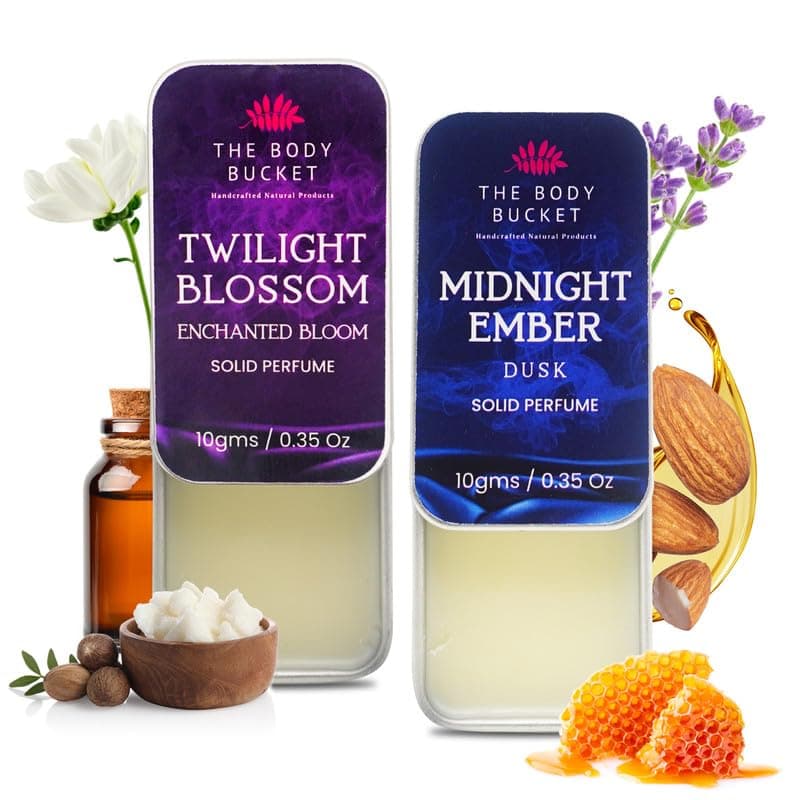 Combo of Twilight Blossom & Midnight Ember Solid Perfume- 10 Gms each | Alcohol Free- Pocket Friendly & Easy to Apply, Non-Greasy Cologne Balm | Unisex Gifting Collection