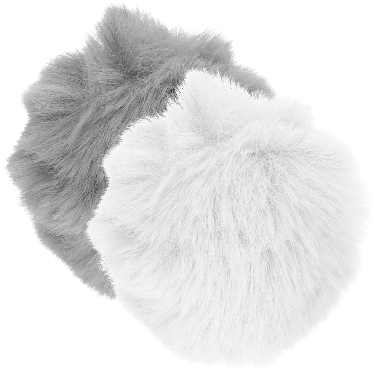 Holibanna 2Pcs Easter Plush Bunny Tail Ball Rabbit Tail Bunny Tail Costume Accessory Fluffy Pom Poms Ball for Halloween Easter Party Cosplay (White+Grey)