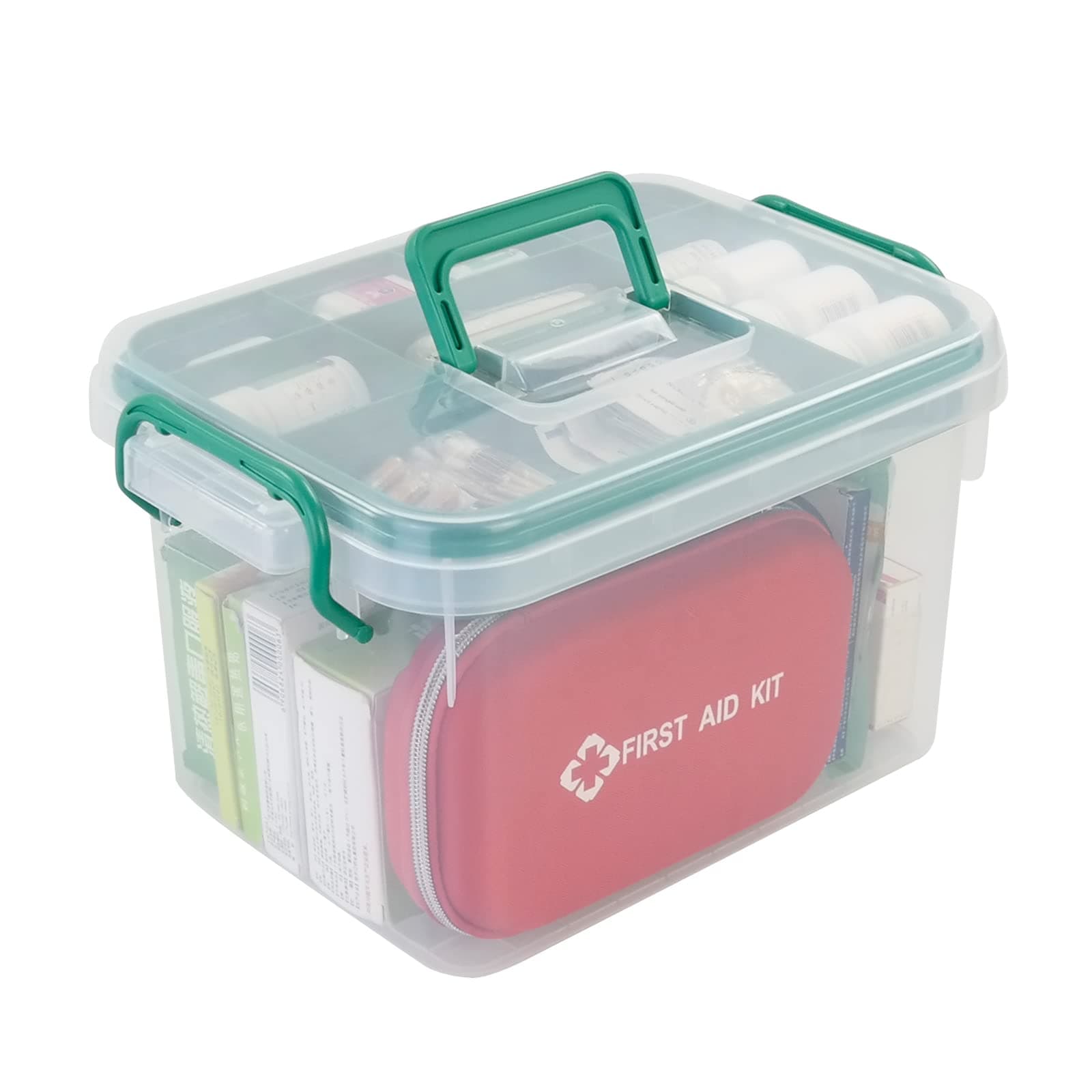 Idotry 1-Pack Clear Medication Storage Box with Lid, Large First Aid Kit Box Organizer Empty