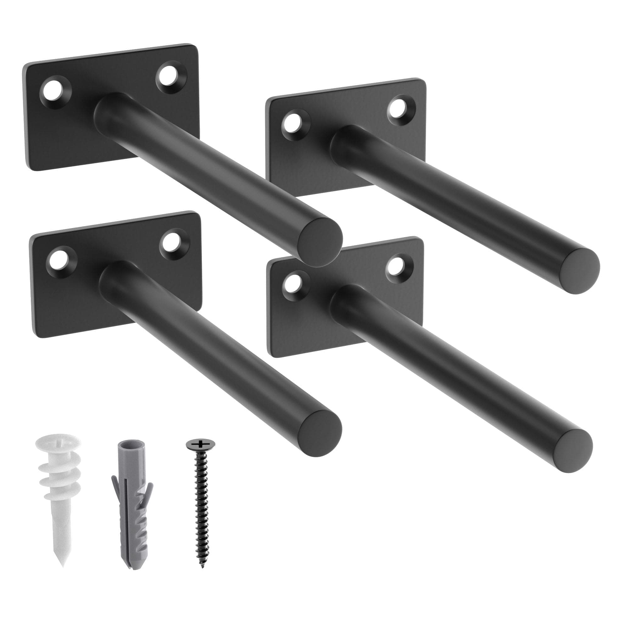 LEOPO Black 4 Pack-5 inch Floating Shelf Bracket, Hidden Brackets for Floating Wood Shelves
