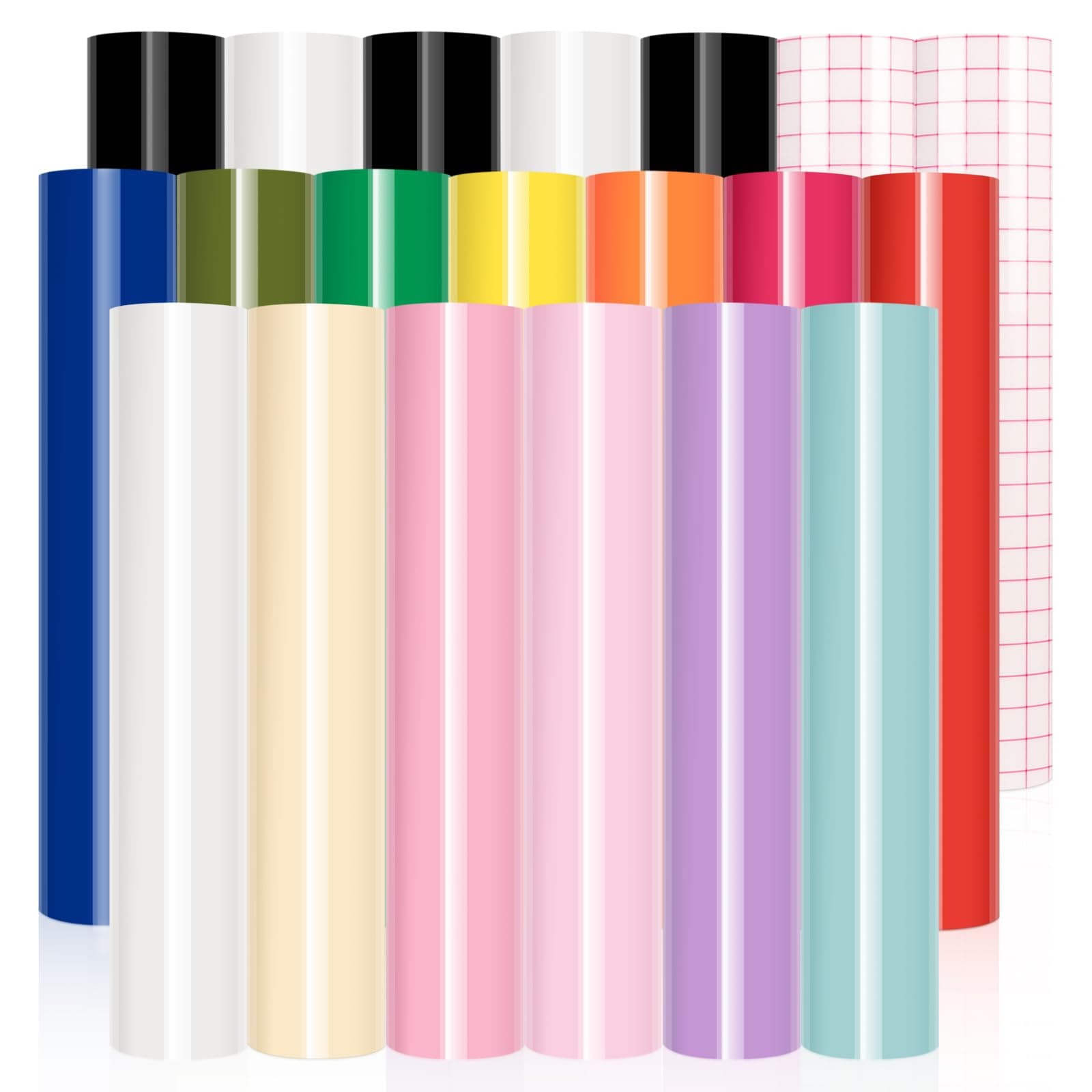 Permanent Adhesive Vinyl Bundle 20 Pack Glossy Permanent Vinyl Sheets 12''x12''Craft Vinyl with Tansfer Tape for Sign Letter Home Decoration