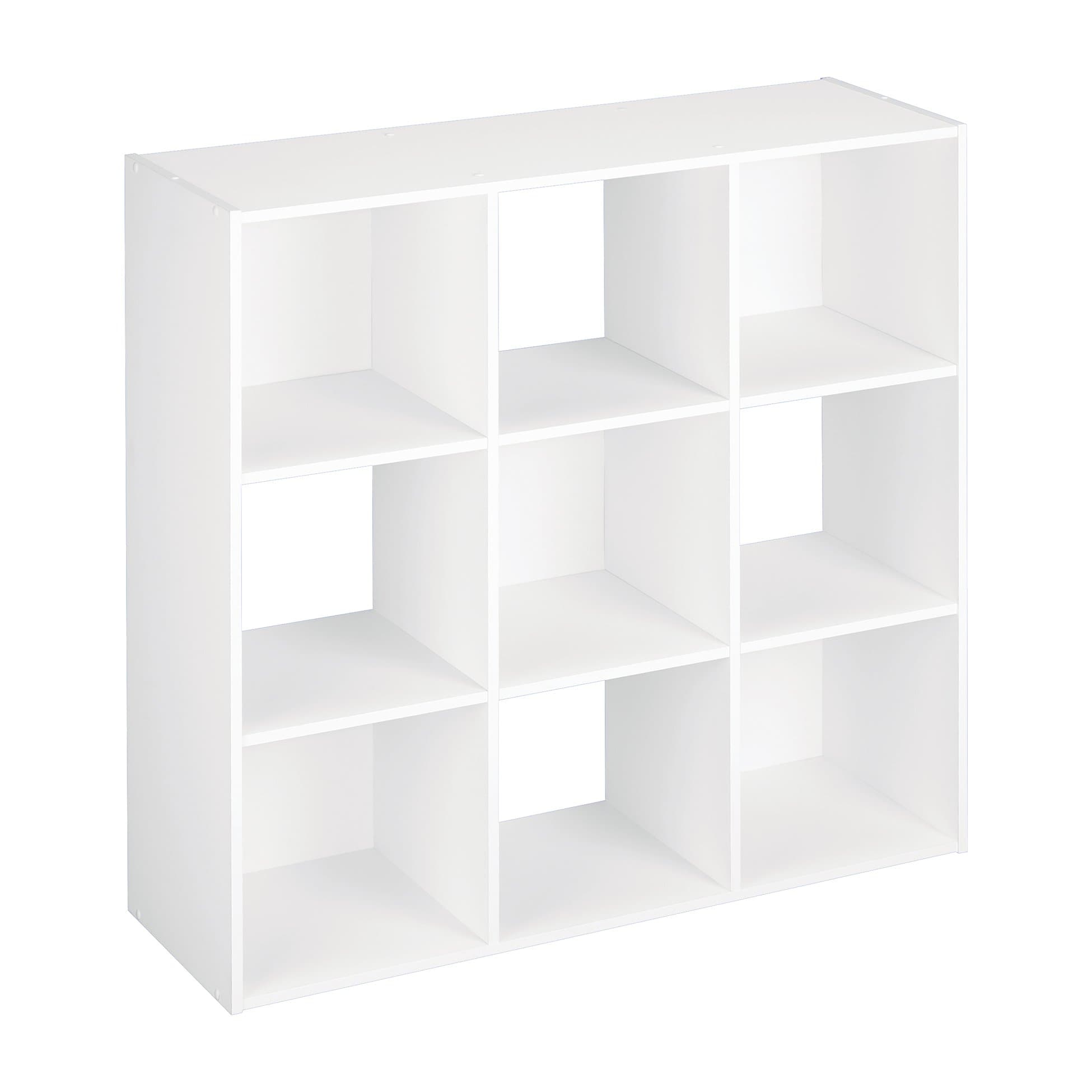 ClosetMaid 9 Cube Laminated Wood Reversible Stackable Open Bookcase Display Shelf Storage Organizer for Home and Office Organization, White