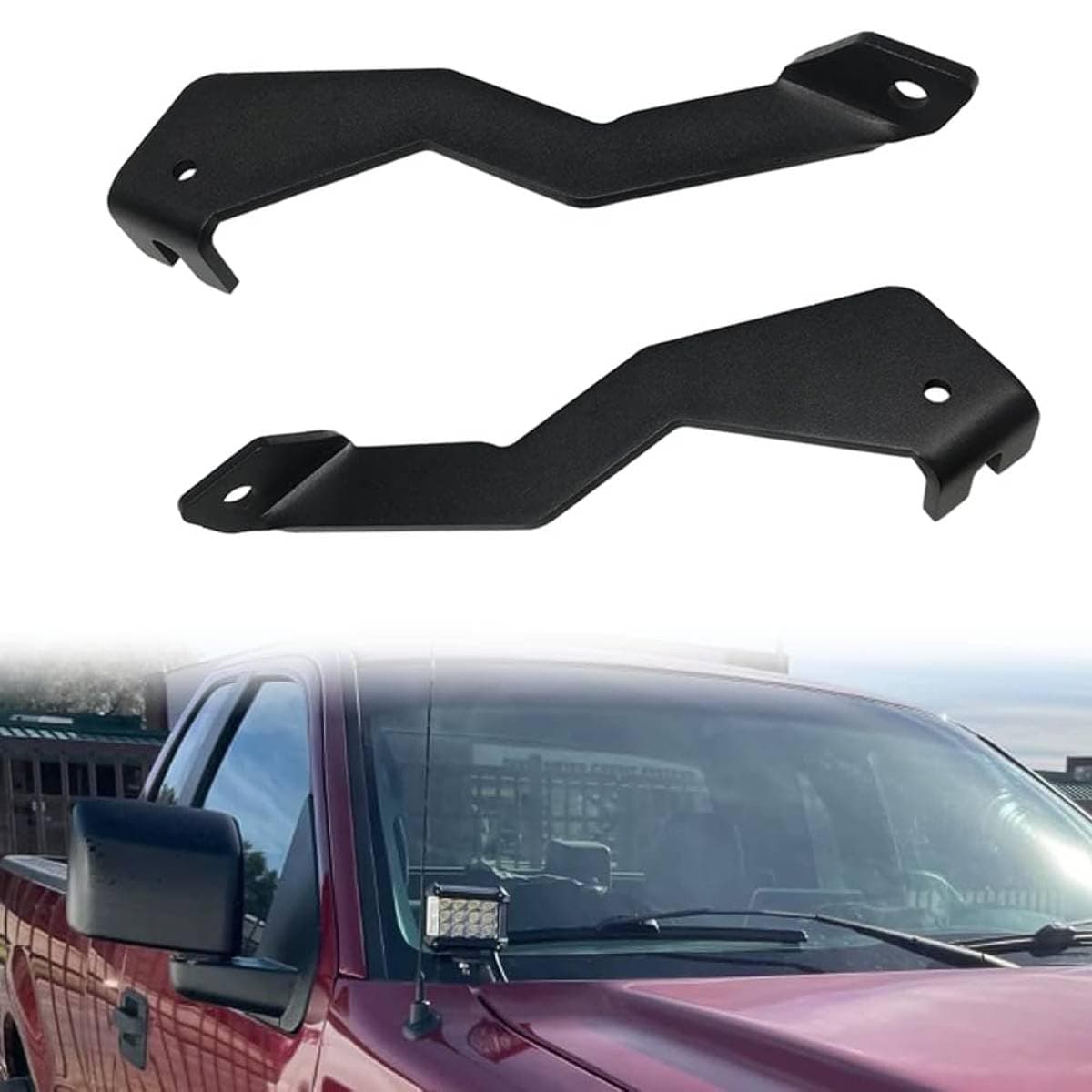 F150 Front A-Pillar Hood Hinges LED Work/Cube Light Mount Brackets Raptor Engine Hood Ditch Light Pods Mount Compatible with Ford F150 2004-2014 & 1st Gen SVT Raptor