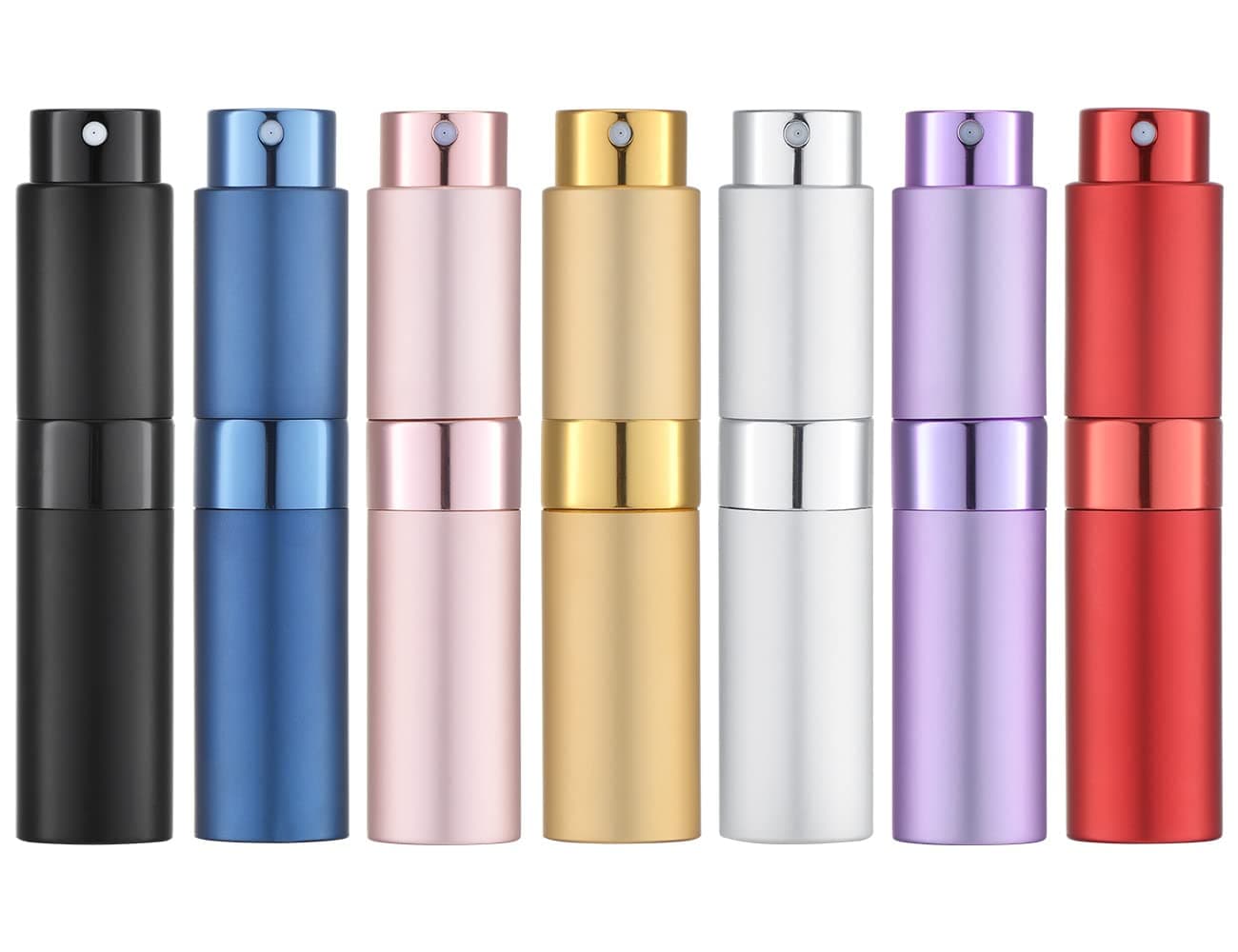 7PCS 8ml Travel Perfume Atomizer Refillable, Mini Cologne Spray Bottle Empty, Small Aftershave Sprayer for Liquid Dispenser (Seven Colors)