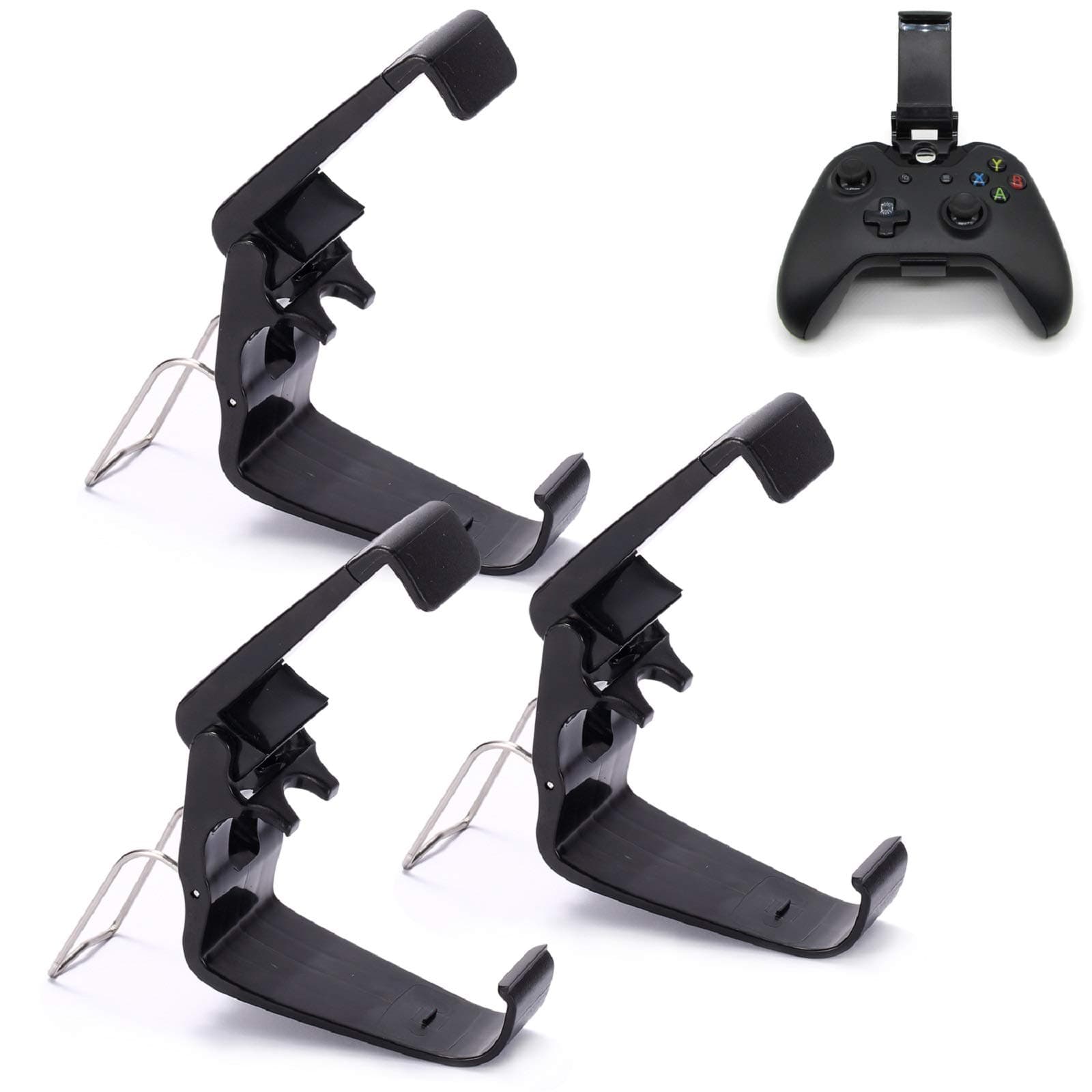 3 Pack Foldable Mobile Phone Holder for Game Controller, Cellphone Clamps Compatible with Microsoft Xbox One S, Xbox One X, SteelSeries Nimbus & XL Bluetooth Wireless Controllers (Black)