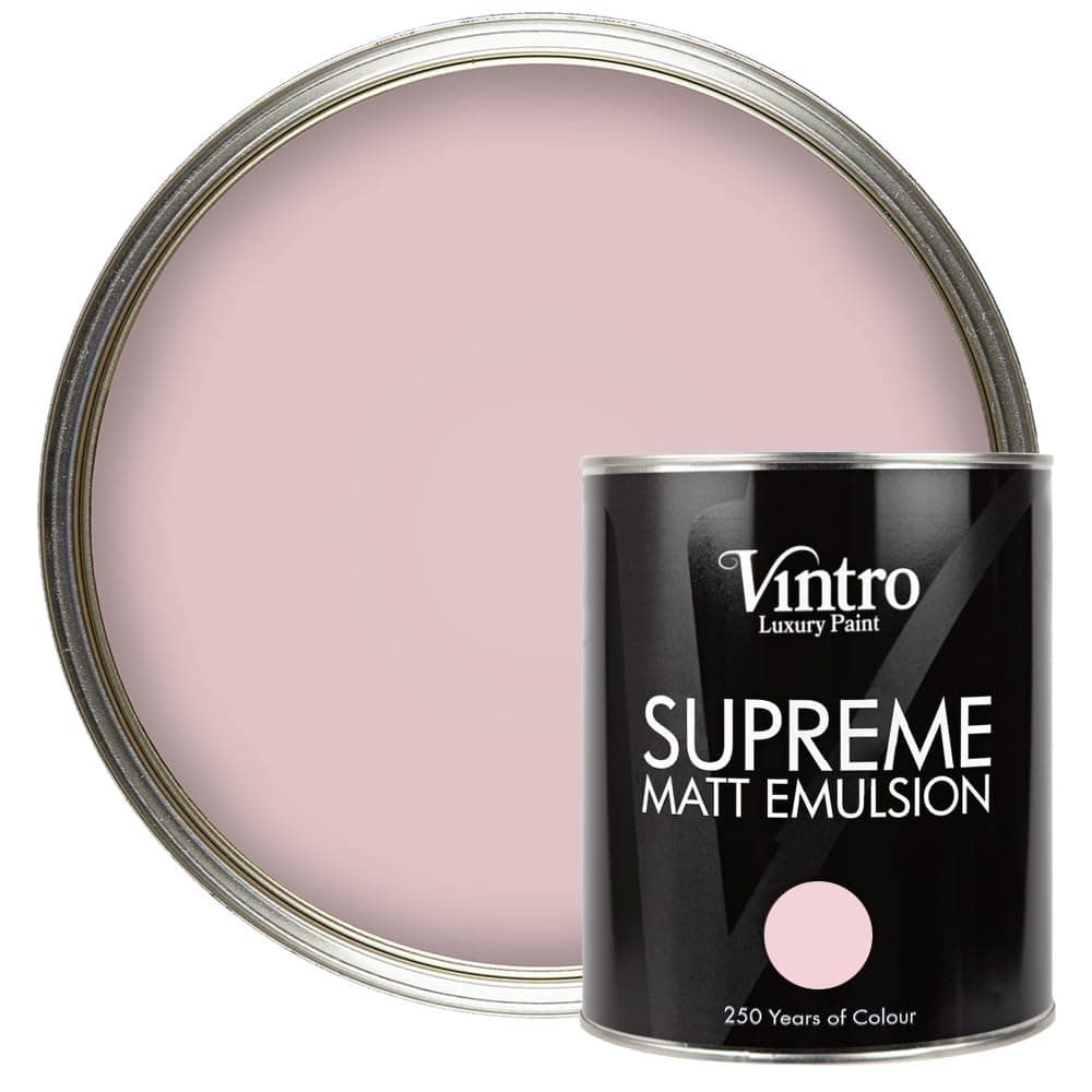 Vintro | Luxury Matt Emulsion | Smooth Chalky Finish | Multi Surface Paint | for Walls, Ceilings, Wood and Metal | 1L (Light Pink)