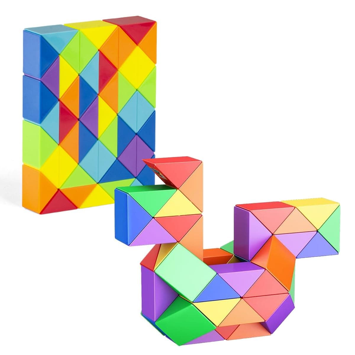 Magic Ruler Fidget Snake Cube Twist Puzzle Magic Snake Sensory Toys Collection Brain Teaser, Dice Fidget Toys for Kids Adults Teens(48 Sections: 84cm)