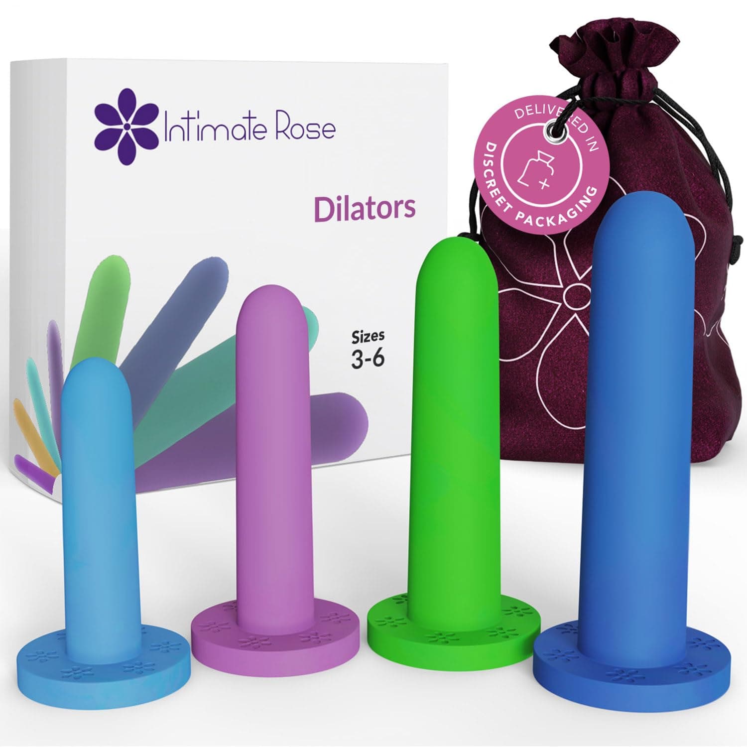 Medium 4-Pack Silicone Dilators for Women & Men, Sizes 3-6