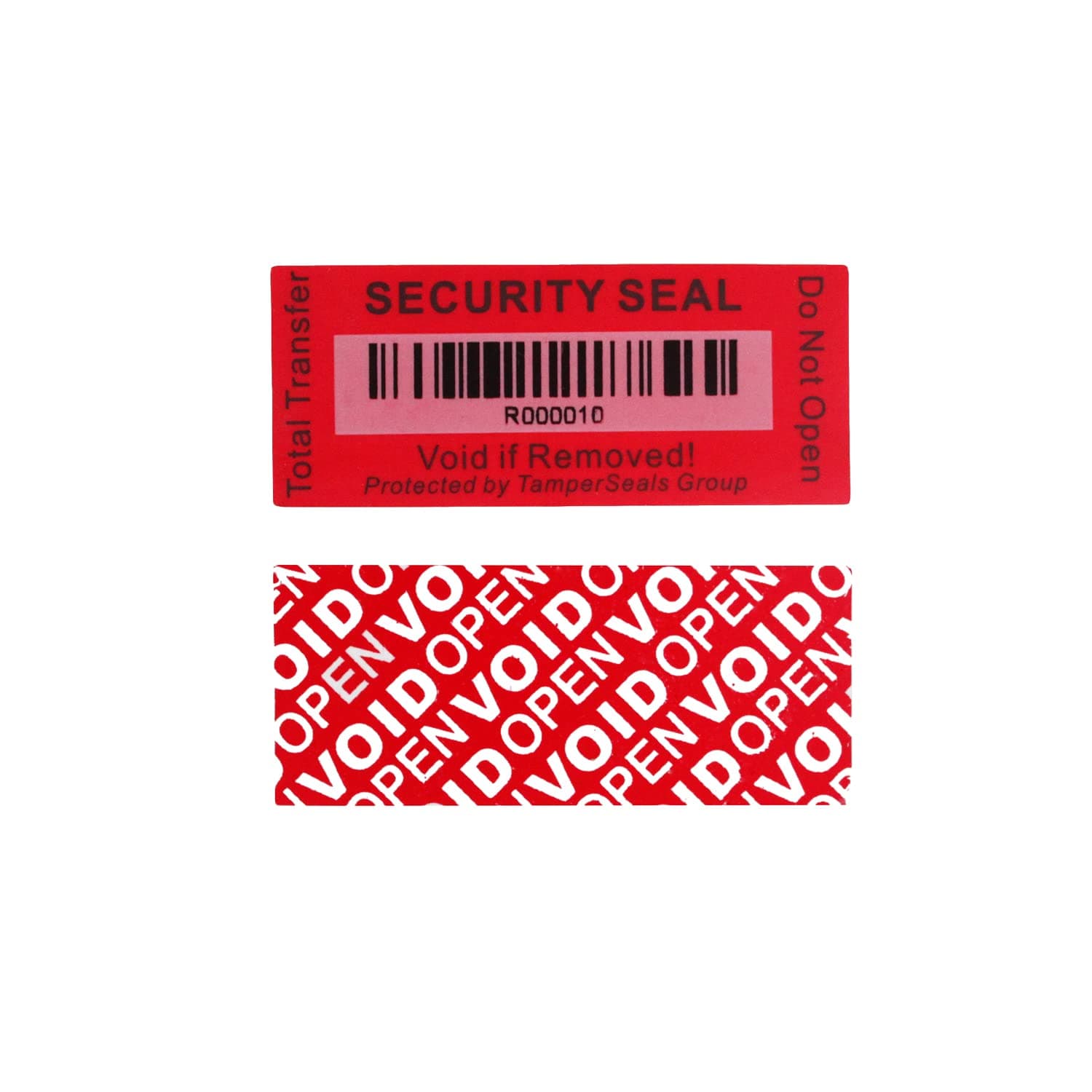 100pcs 25x60mm Red Total Transfer Tamper Evident Security Void Stickers/Labels/Seals with Barcode