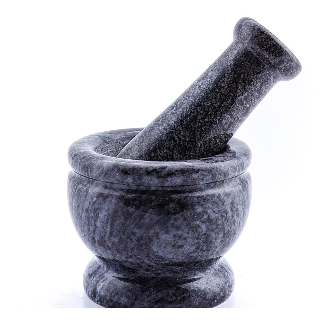 - Authentic Granite (Grey) Mortar and Pestle with Anti Scratch Pad/Khalbatta Imam/Ural/Kallu/Idi Kal/Rokali Banda/Kutni/Spice Grinder/Ural Kharad kutni for kitchen spice mixer grinder