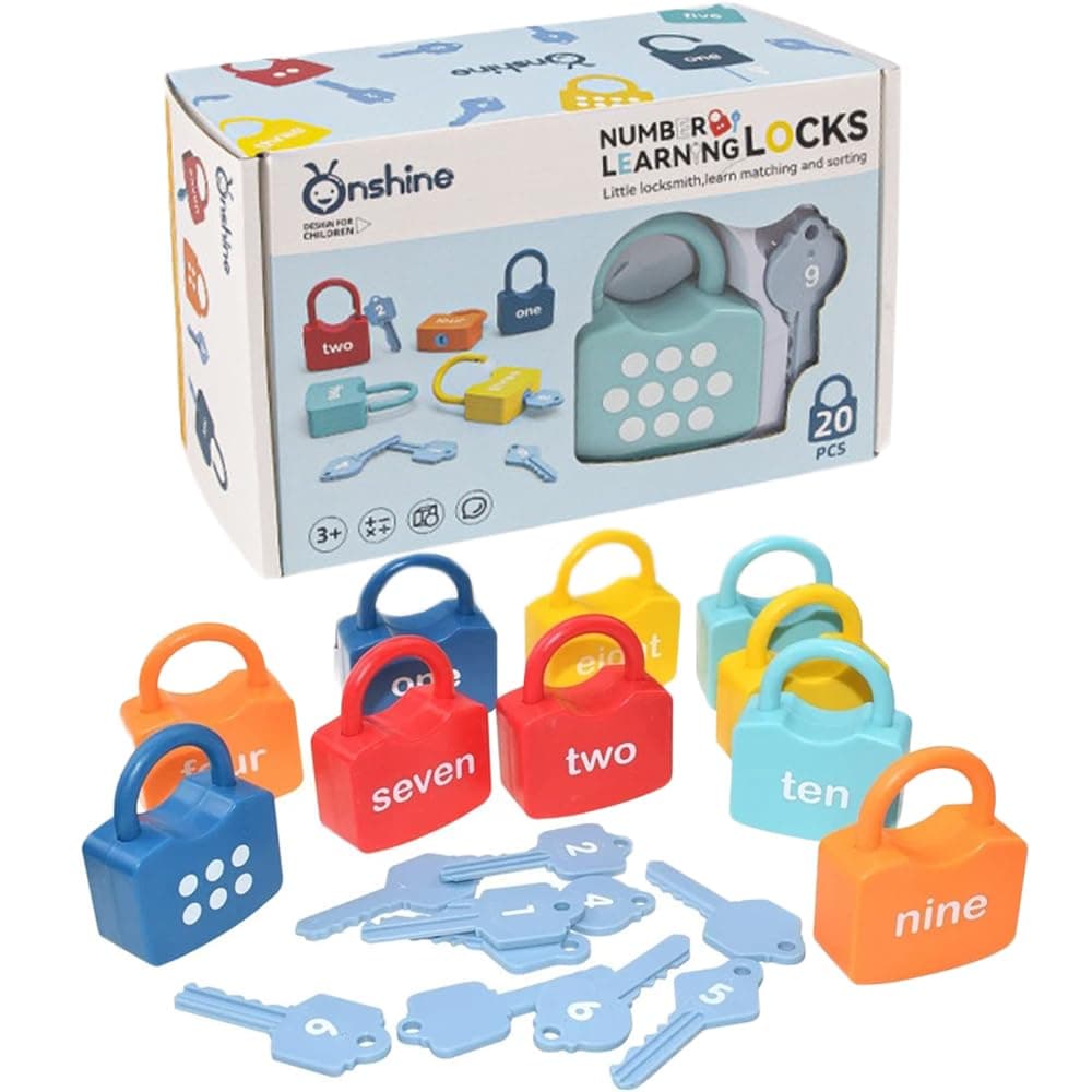 Beauenty 10PCS Kids Learning Locks with Keys Numbers Matching & Counting Montessori Math Educational Toys for Toddlers Ages 3 yrs+ Boys and Girls Preschool Games Gifts