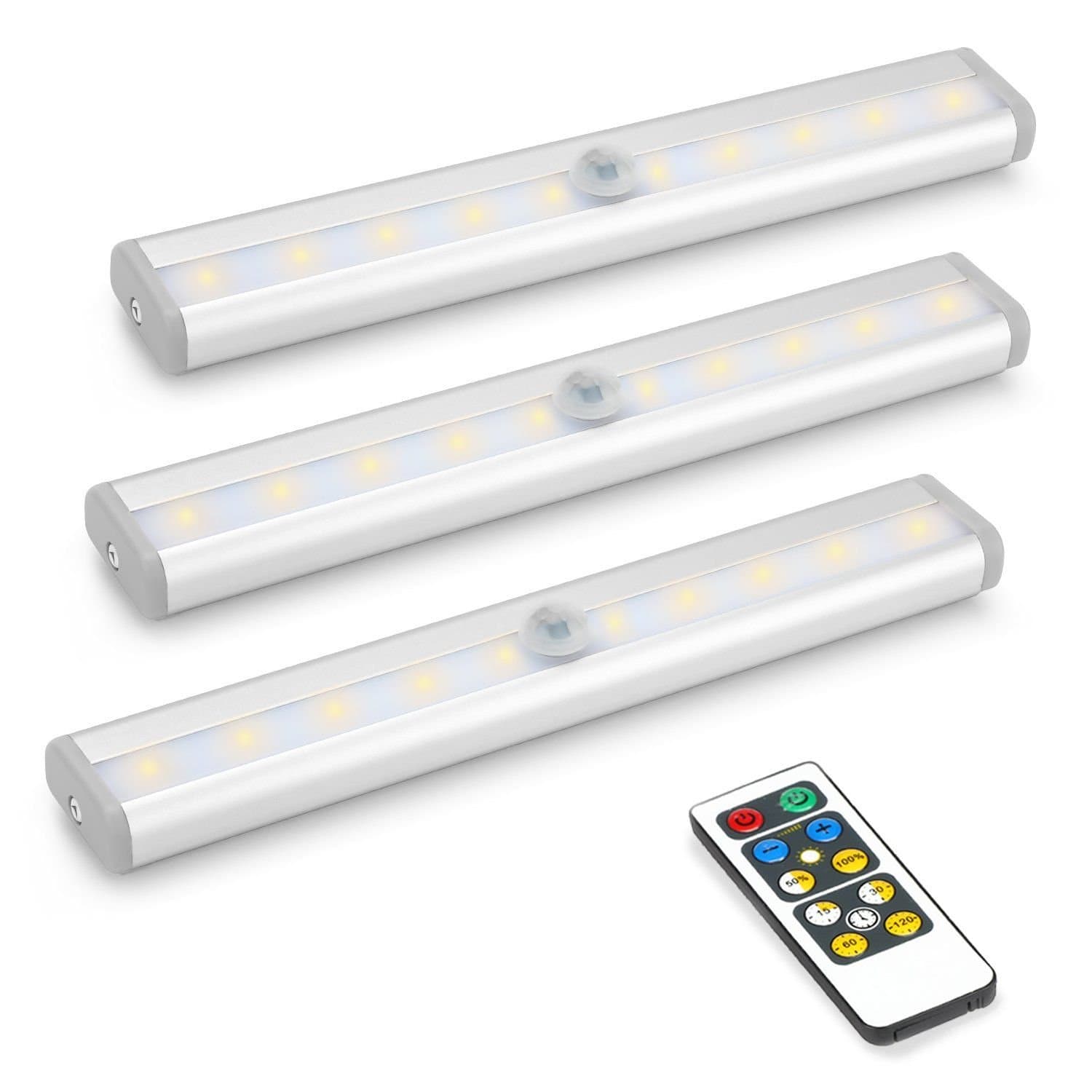 scoutBAR Motion Sensor Battery Powered 10 LED Lights Under Cabinet Lighting with Remote Control (Cool White)