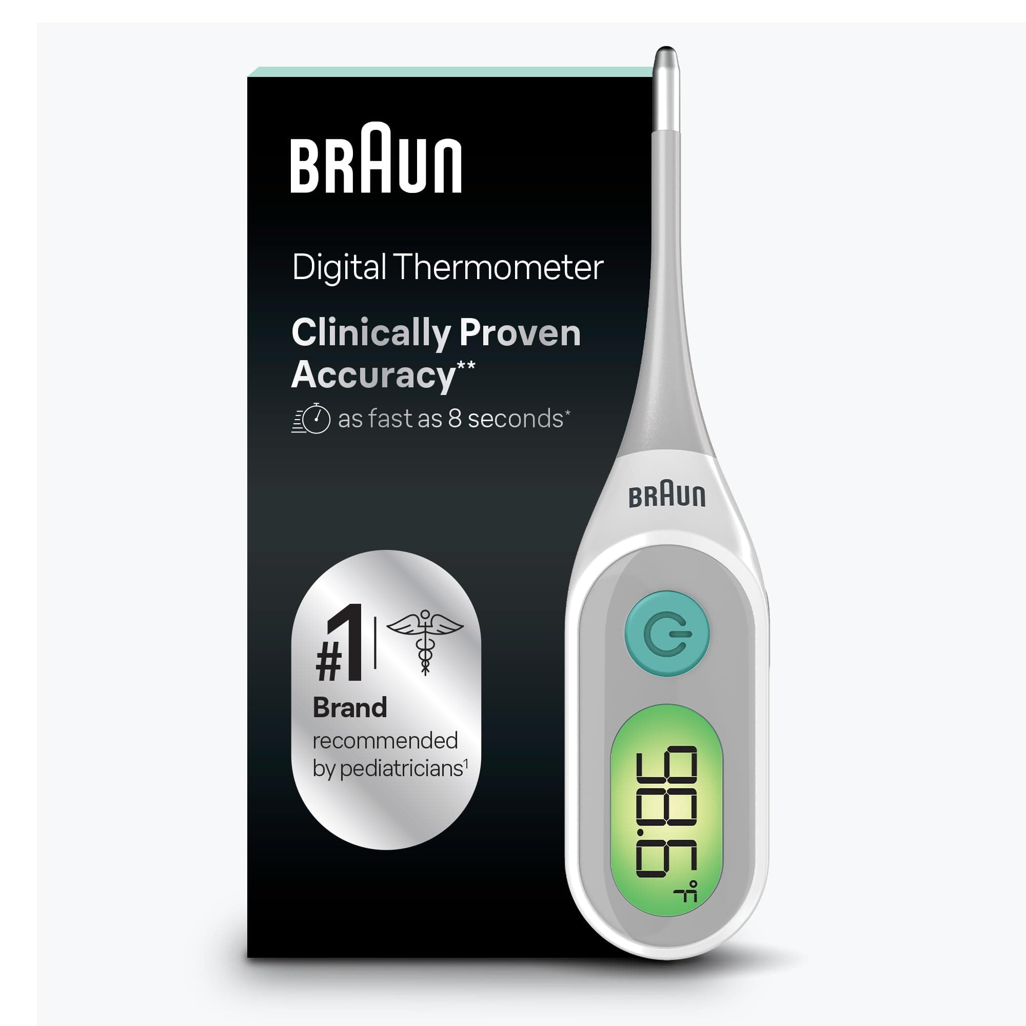 Braun Digital Thermometer, Clinically Accurate, Colour Coded Fever Guide for Babies, Toddlers, Children and Adults, Oral, Rectal or Armpit Use, No.1 Brand Recommended by Paediatricians, FSA