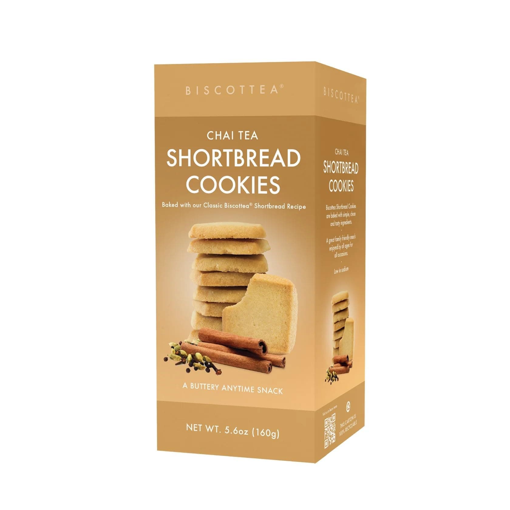 BISCOTTEA All-Natural Traditional Chai Tea Shortbread Cookies – Gourmet Buttery Biscuits Infused with Real Flavors (8 Cookies)