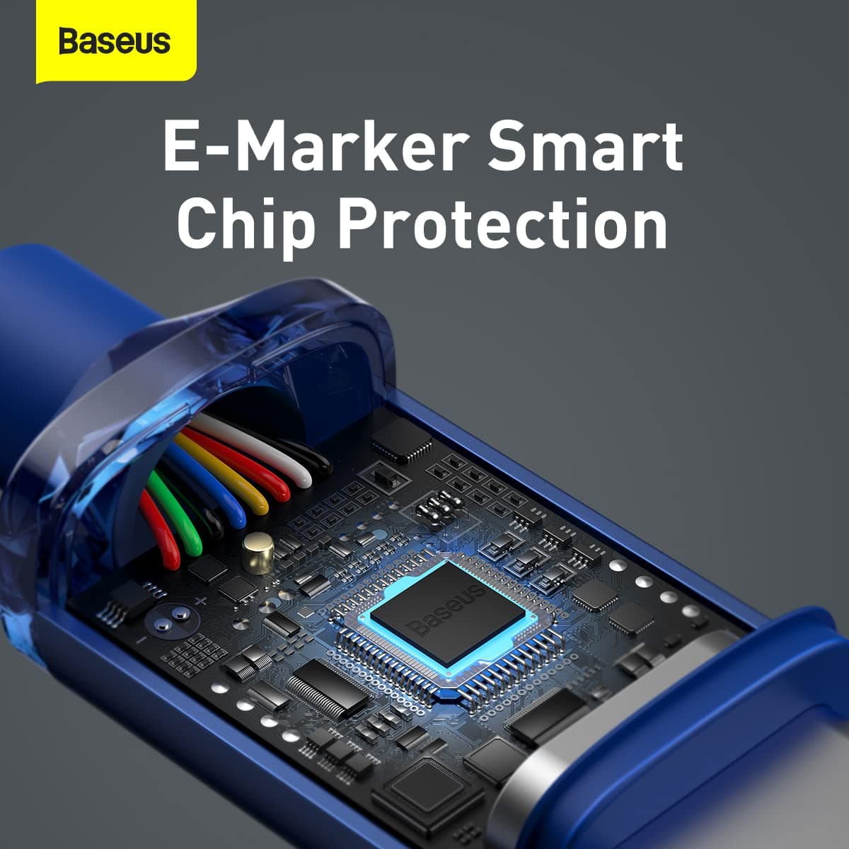 Crystal Shine 100W 120cm PD Type-C charging cable Blue