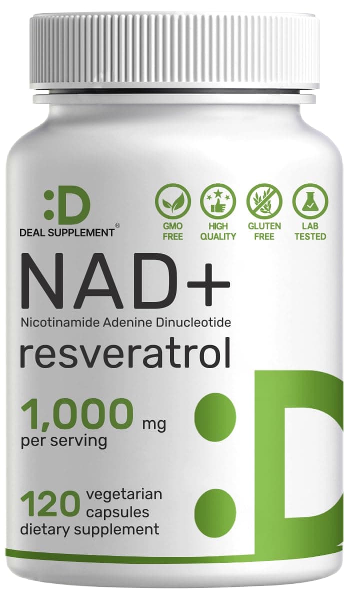 Nad+ Supplement 1000 Mg Per Serving, 120 Vegetable Capsules: Maximum Potency Nad Enhancer, Healthy Aging, Energy & Brain Support; Similar to Nicotin Riboside