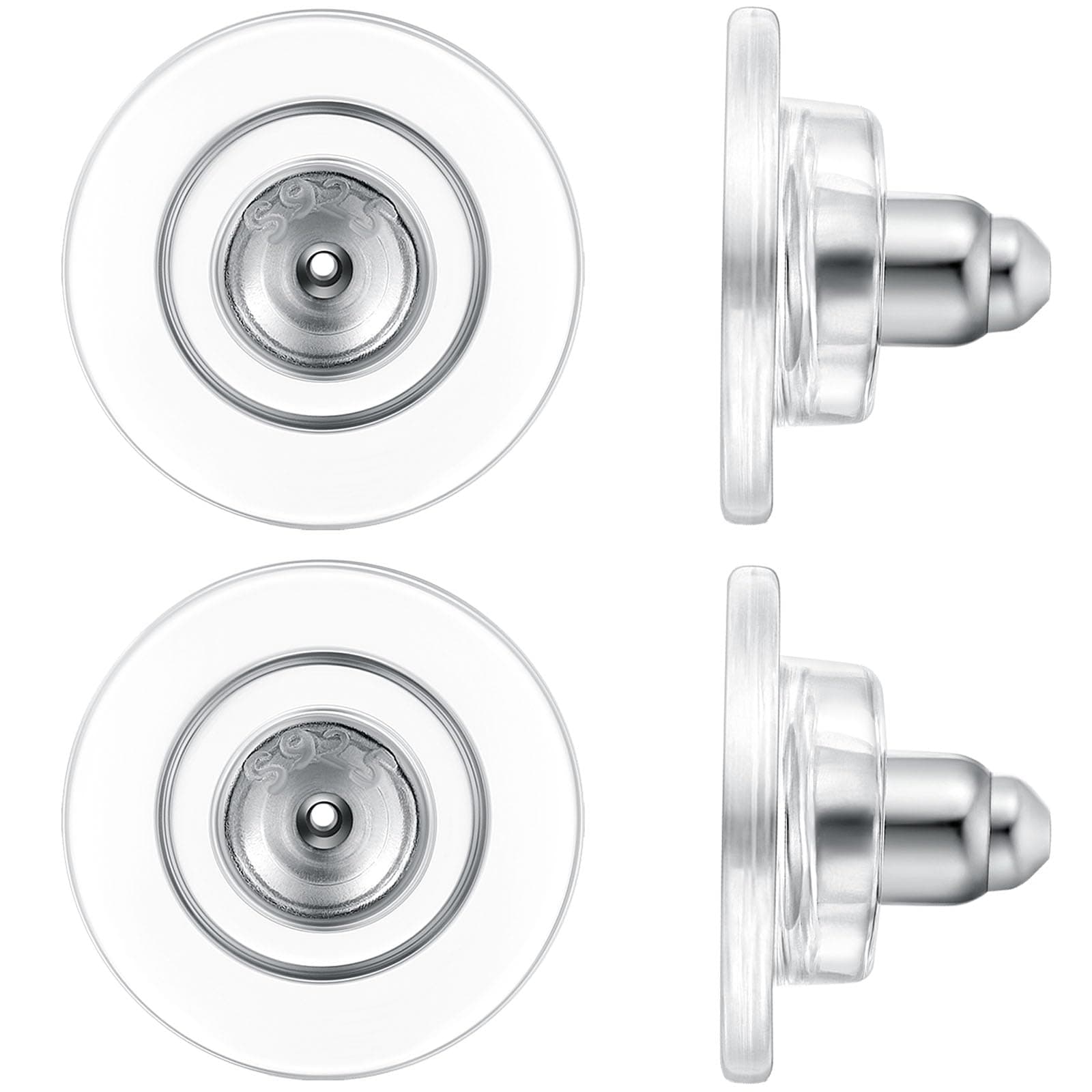 DELECOE 925 Sterling Silver Locking Earring Backs,14K Gold Plated Earring Backs Replacements for Diamond Studs/Heavy Droopy Ears Hypoallergenic Secure Earring Backs White