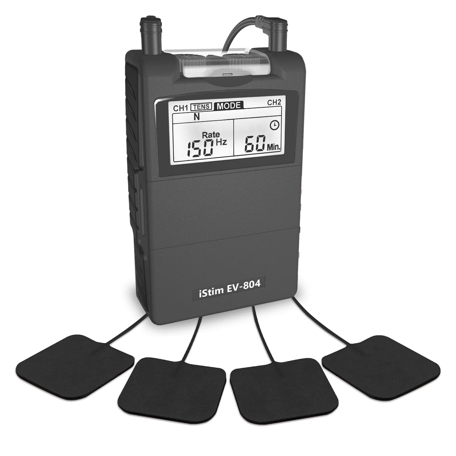 EV-804 TENS/EMS 2 Channel Rechargeable Combo Machine Unit - Muscle Stimulator + Back Pain Relief and Management- 7 modes/24 Programs/Backlit (Including Electrodes Pads)