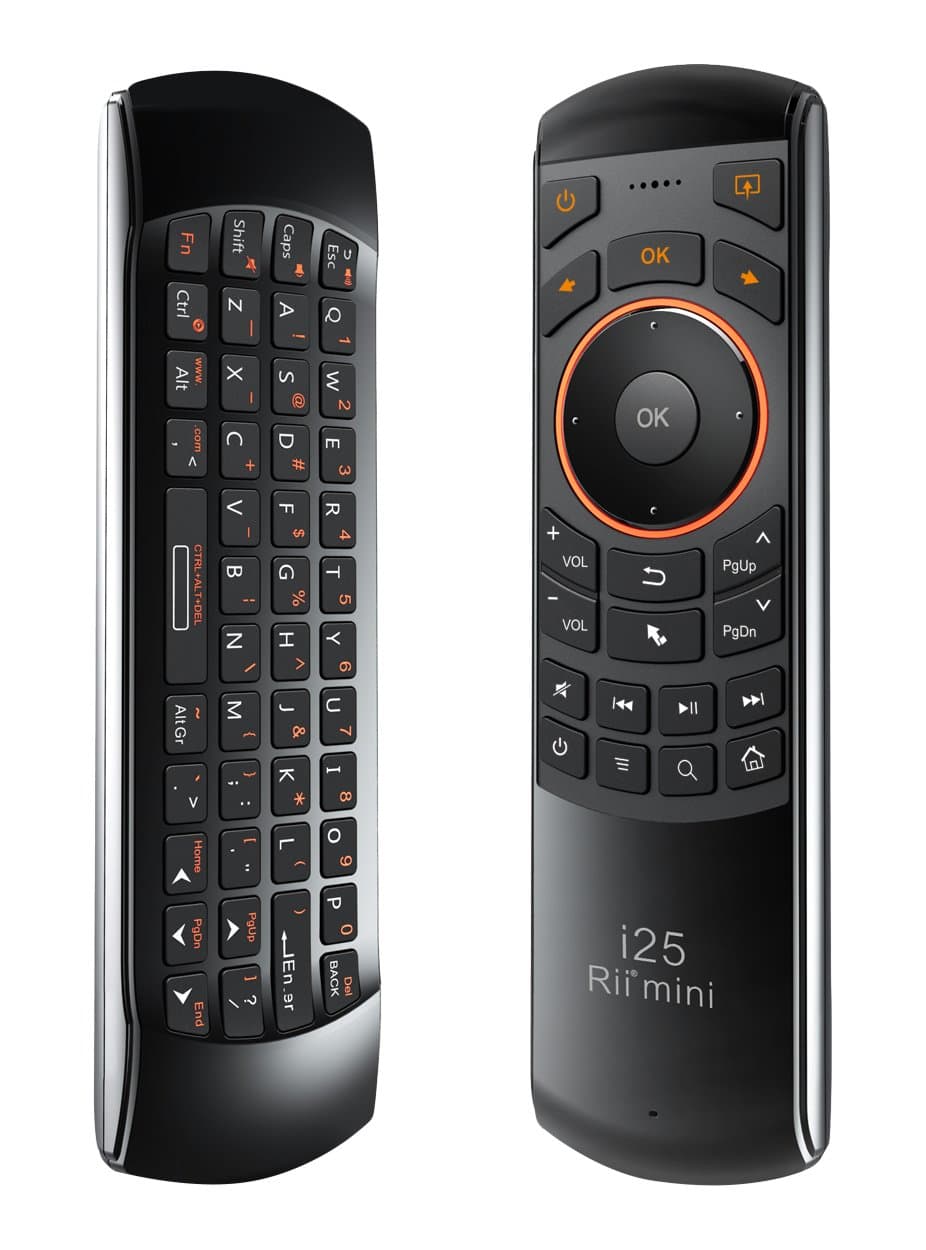 Rii Mini i25 Rechargeable 2.4GHz Remote Control with Air Fly Mouse and Wireless Keyboard for Android TV Box, PC, PS3, Laptop, HTPC, IPTV, Windows, Linux