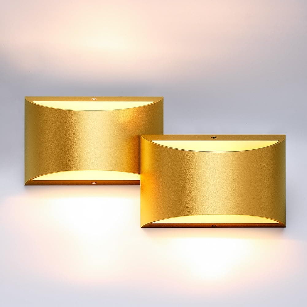 Aipsun Gold Wall Sconces Indoor Wall Lights Hardwired Set of 2 Up and Down Wall Mount Light for Living Room Bedroom Hallway Corridor Conservatory Warm White 3000K(with G9 Bulbs)