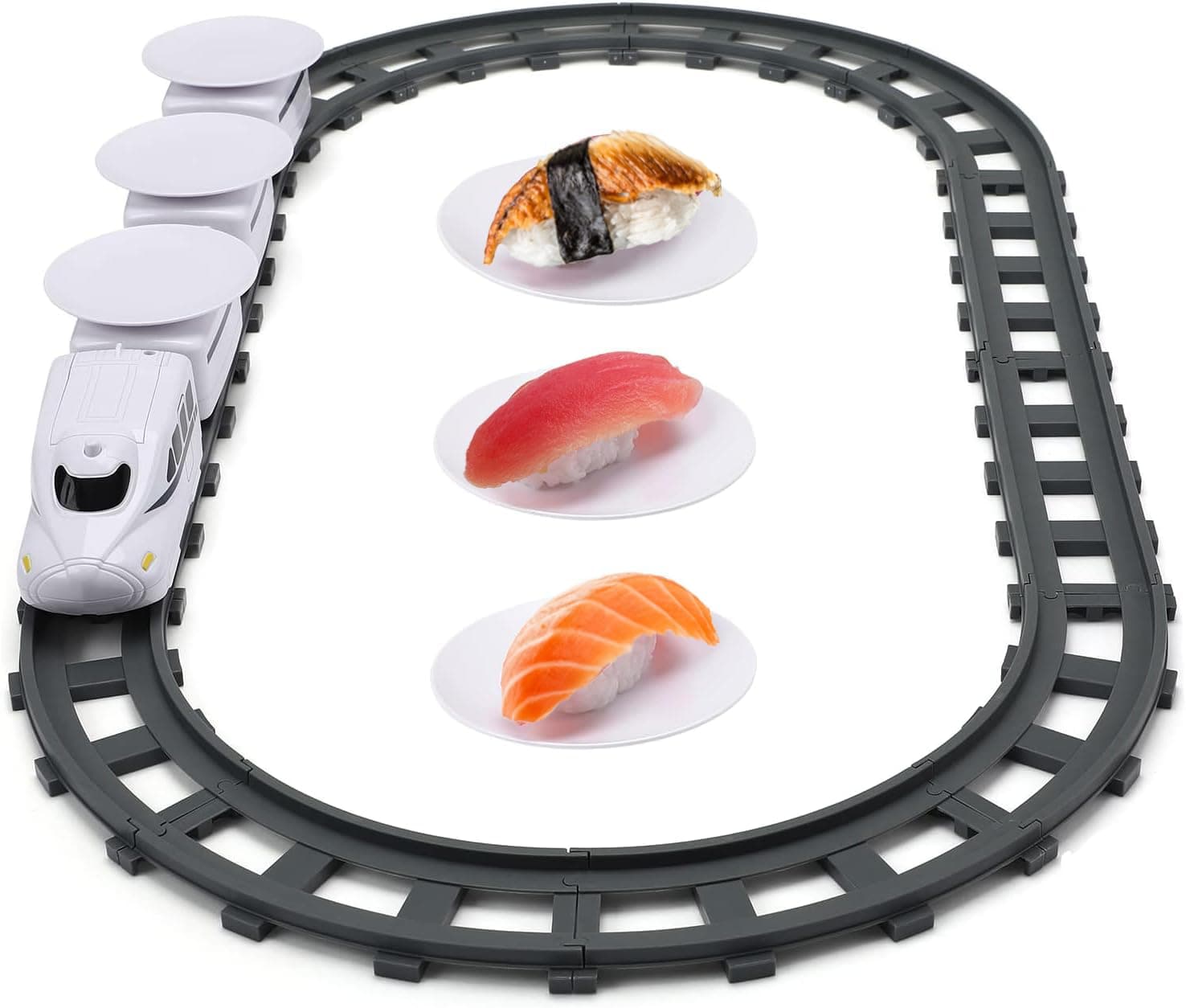 Sushi Train Rotating Table Food Train Battery Powered Electric Train Toy Japanese Sashimi Plates Sushi Serving Tray Under Christmas Tree Train Track for Kids Boys Girls
