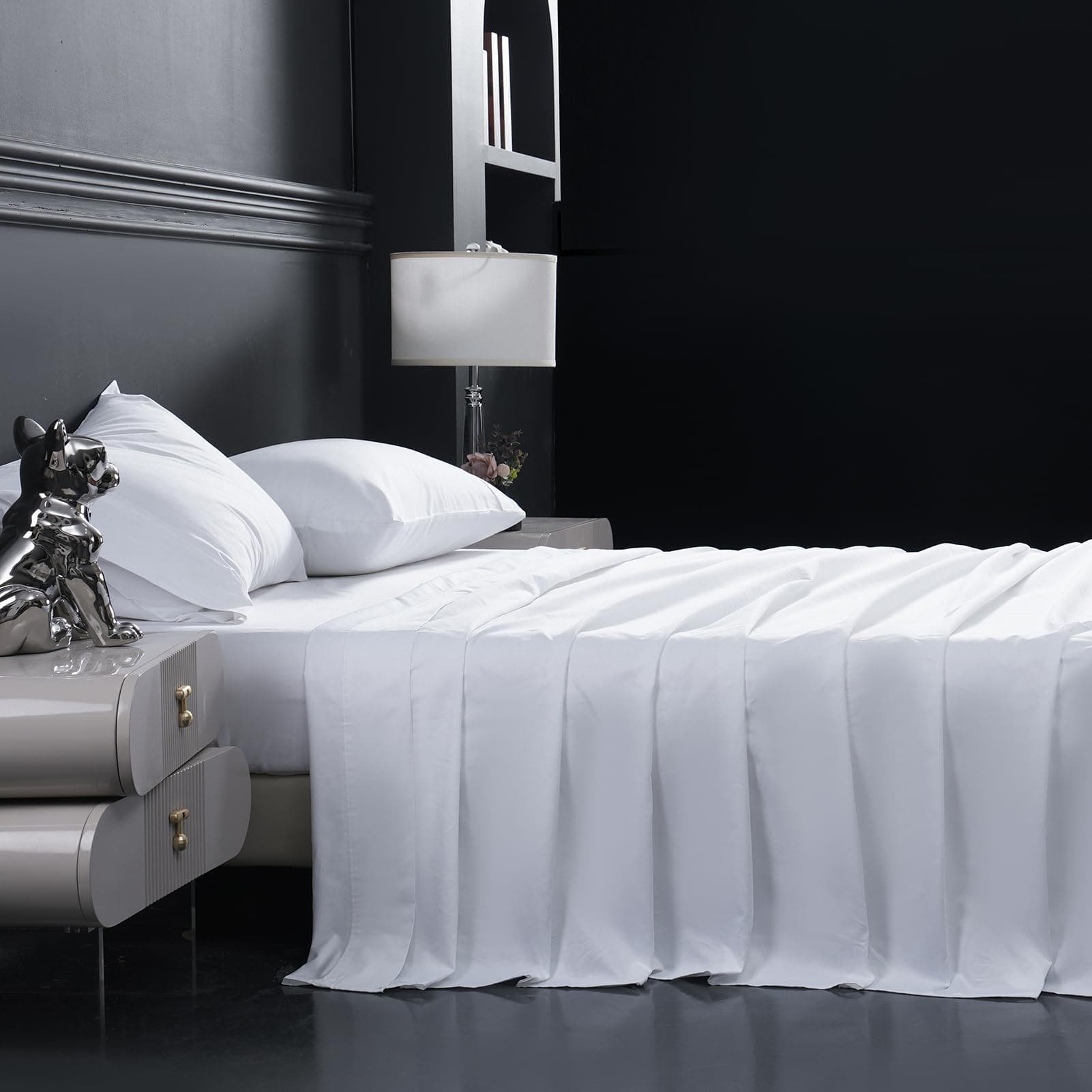 Bedlifes Queen Size Cotton Bed Sheets 1200 Thread Count Egyptian Cotton Sheet Set-100% Cotton White Sheets Luxury Hotel Cooling Sheets-Breathable Soft Smooth-Sateen Weave-16 Deep Pocket-White-QueenOEKO-TEX STANDARD 100