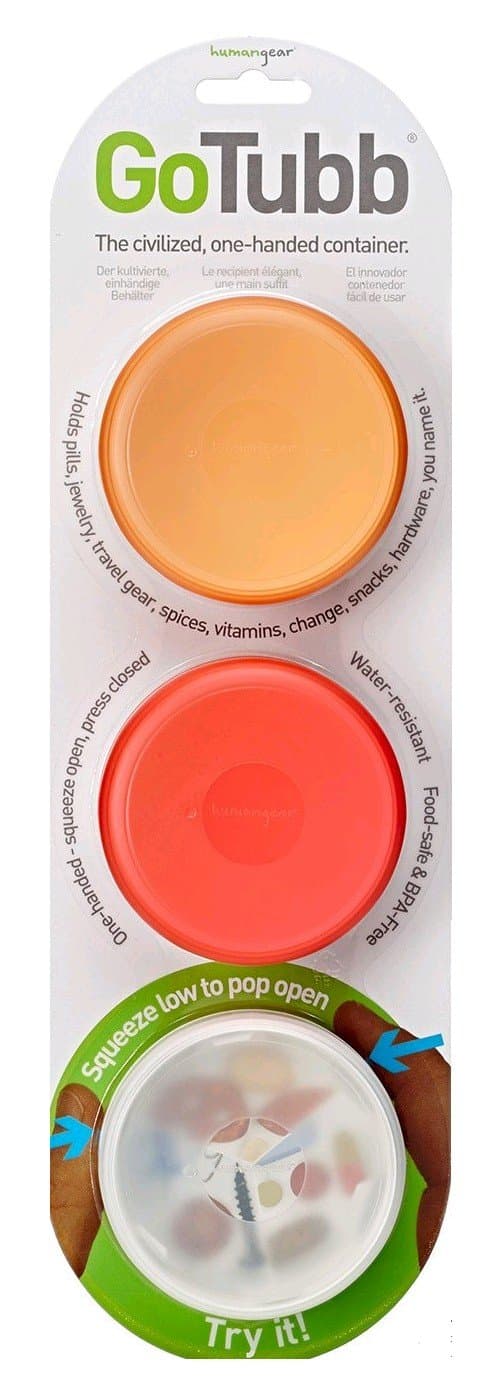 3 Pack Go Tubb One-Handed Container – Medium – Red/Orange/Clear