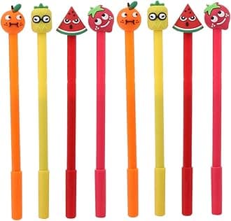 Fashion Cute Colorful Kawaii Lovely Cartoon Novelty Creative Lollipop Fruits Watermelon pineapple orange strawberry Gel Ball Pens Office School Supply Stationery(8PCS)