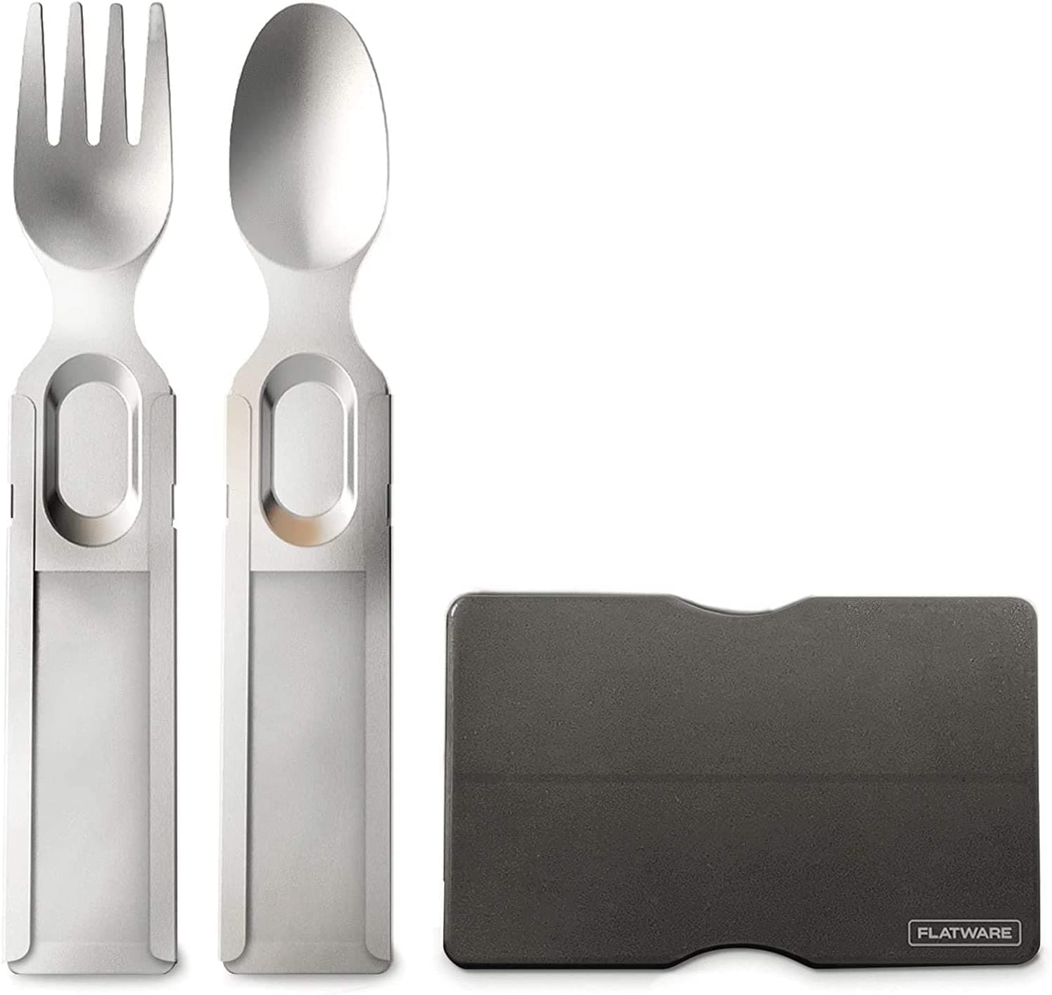 GOSUNFlatware Set -Wallet Sized | Reusable Travel Silverware Set with Case | Stainless Steel Camping Utensils | Portable & Compact | Ideal for Camping & Outdoor Adventures | Silver