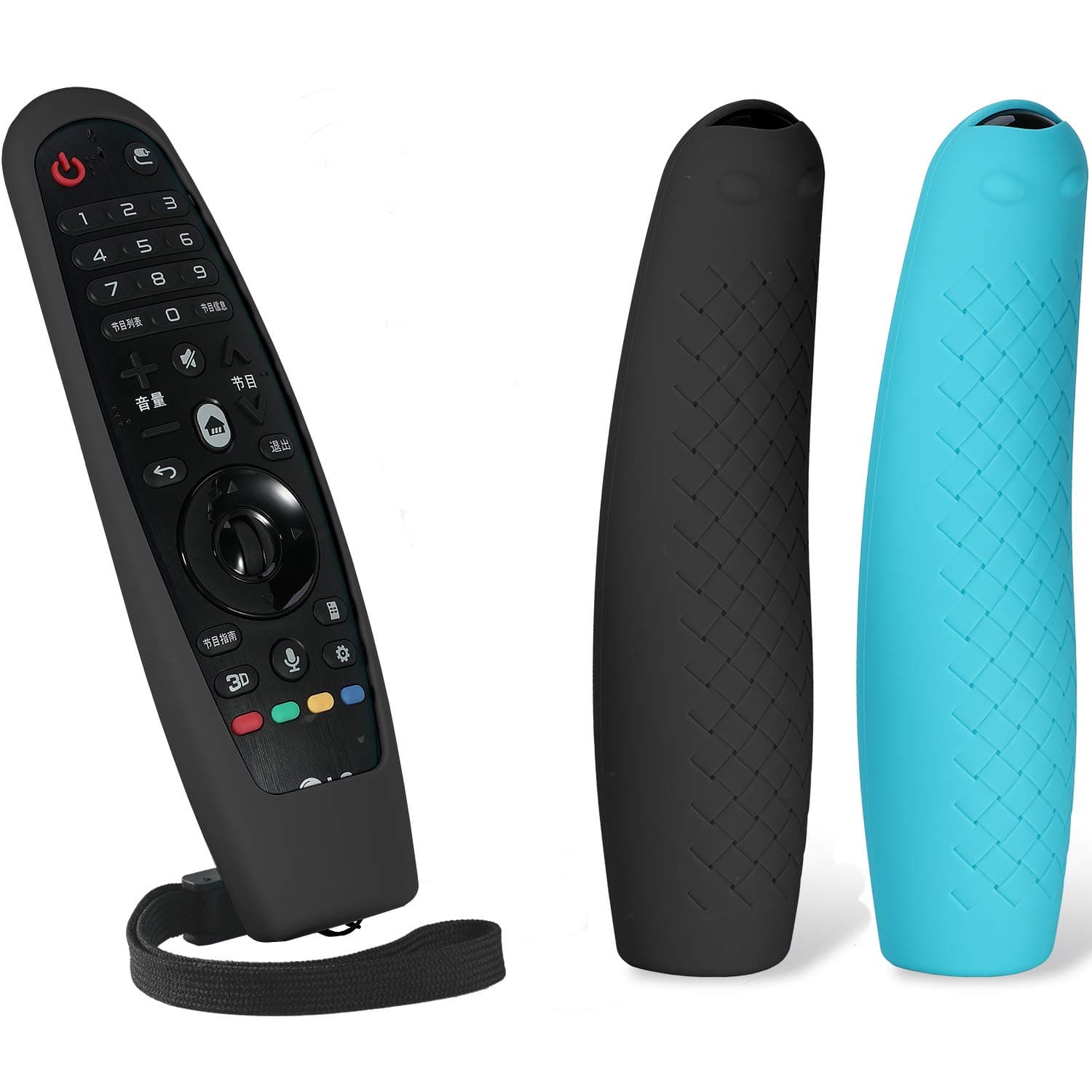 MWOOT Pack of 2 Remote Case Compatible with LG Magic Remote, Shockproof Silicone Protective Cover for LG Smart TV Remote Control LG AN-MR19BA/AN-MR18BA/AN-MR650/AN-MR600 Protection Black/Blue