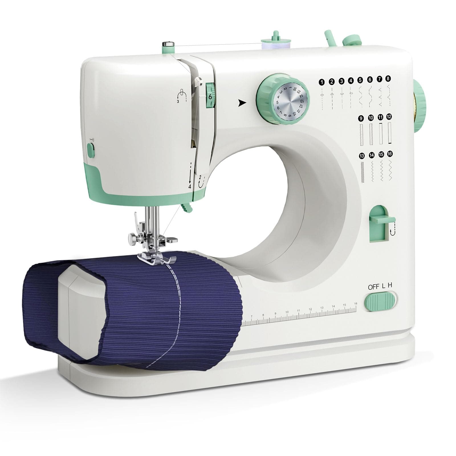 Portable Sewing Machine, Mini Electric Stitching Machine for Beginners, Double Needle 2 Speed 2 Thread Swing Machine With 16 Stitches, Reverse Stitch,Sewing Kit with Foot Pedal for Household