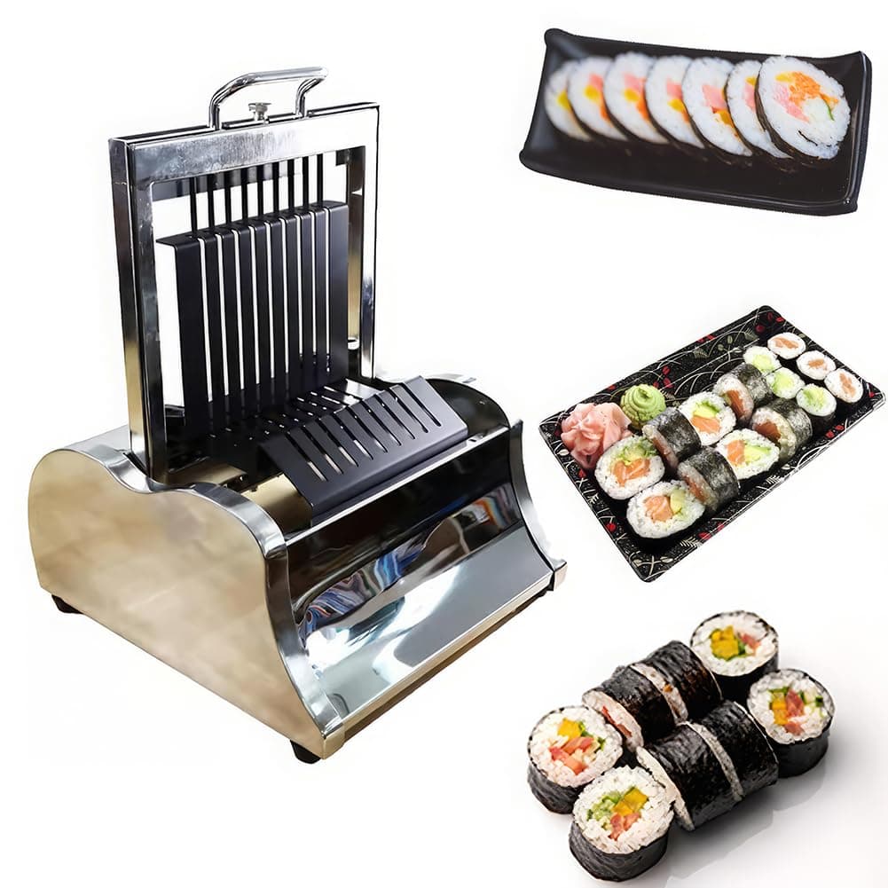 Sushi Maker, Sushi Bazooka, Sushi Cutting Machine, Sushi Roll Making 8 Segment, Stainless Steel, Sharp Blade, Save Time Effort, Rice Roll Mold for Kitchen DIY Easy To Use