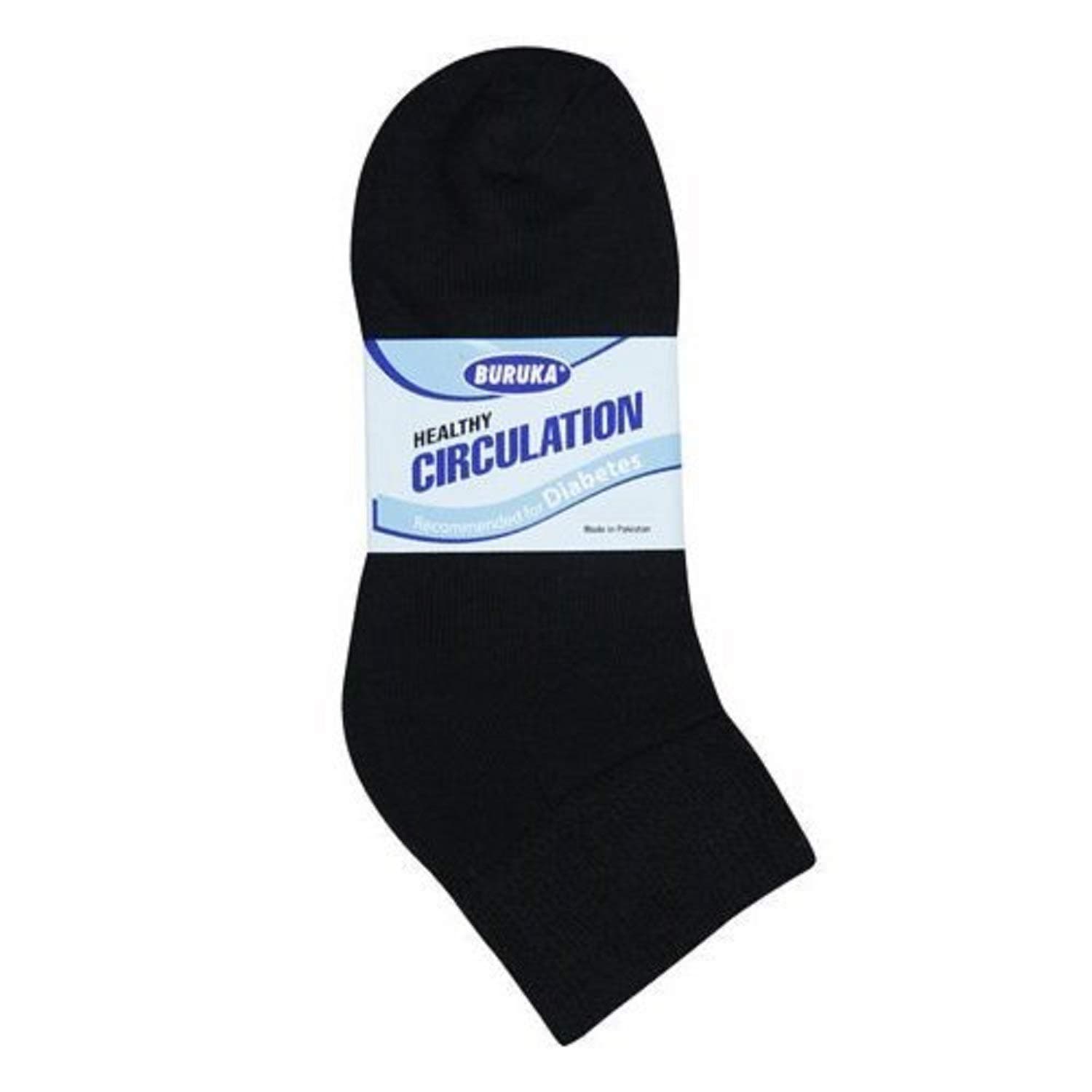 HS Men Diabetic Ankle Socks (Size 9-11) Black 3 Pairs