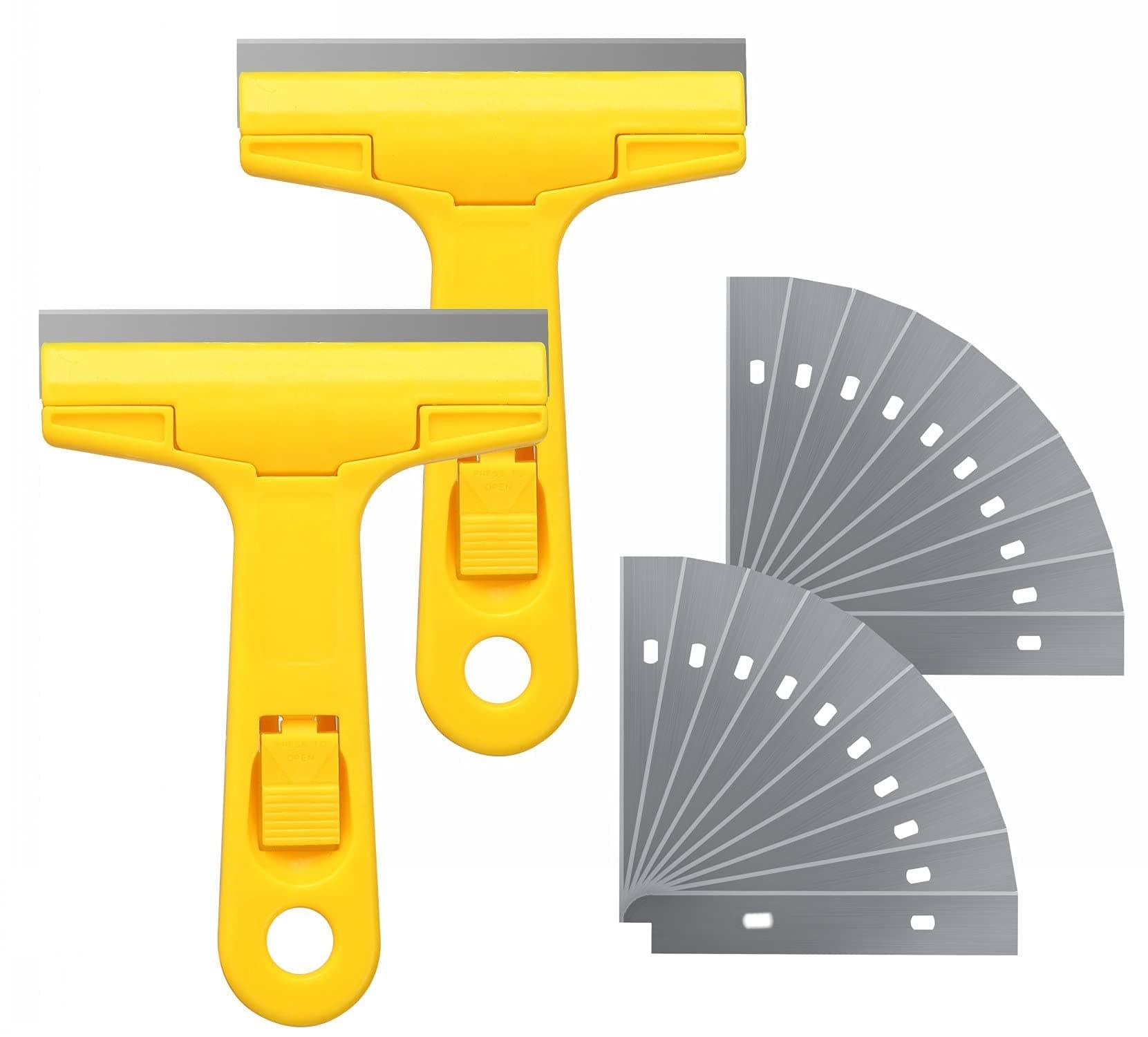 Vimihousewares Glass Scraper Razor Blade,Paint Scraper,Window scraper for Remover Tool Remove Surface Stains,Paint,Automotive Glass Film(2 Handle + 20 Pack Replacement Blades)