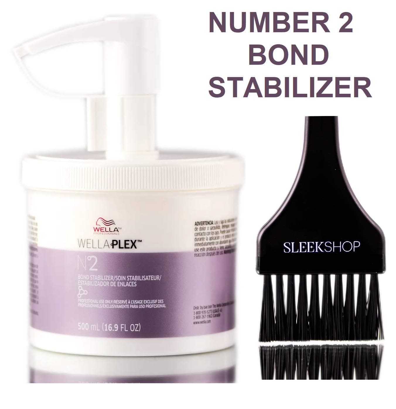 Wella WELLAPLEX N°2 Bond Stabilizer (with Applicator Brush) Plex No2 Bond Stabilizer Number 2 (16.9 oz / 500 ml - PROFESSIONAL SIZE)