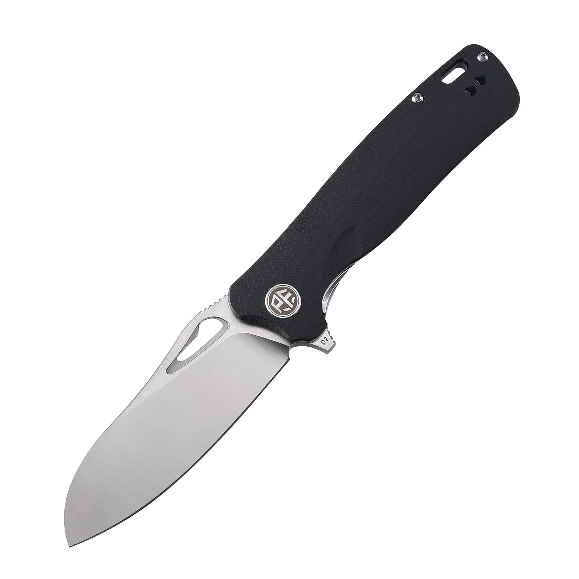 PF868 Bunta,3.35" D2 Satin Blade,146g G10 Handle Flipper Folding knife (Black G10, Satin)