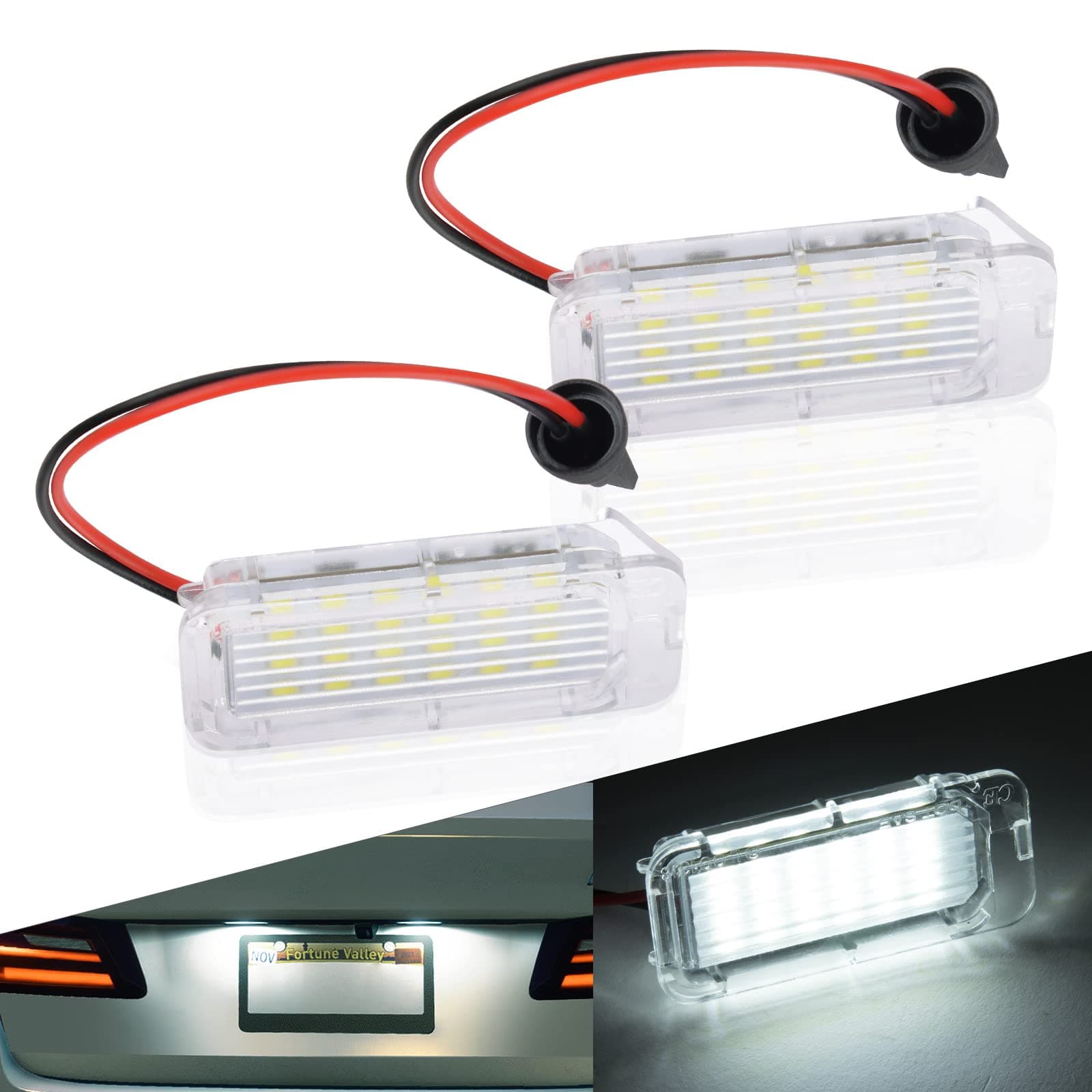 LED Number Plate Light, 2 Pcs Error Free License Lamp Taillight, 12V 6500K Rear Lamps for Ford Focus Fiesta Mondeo Kuga S-Max C-Max