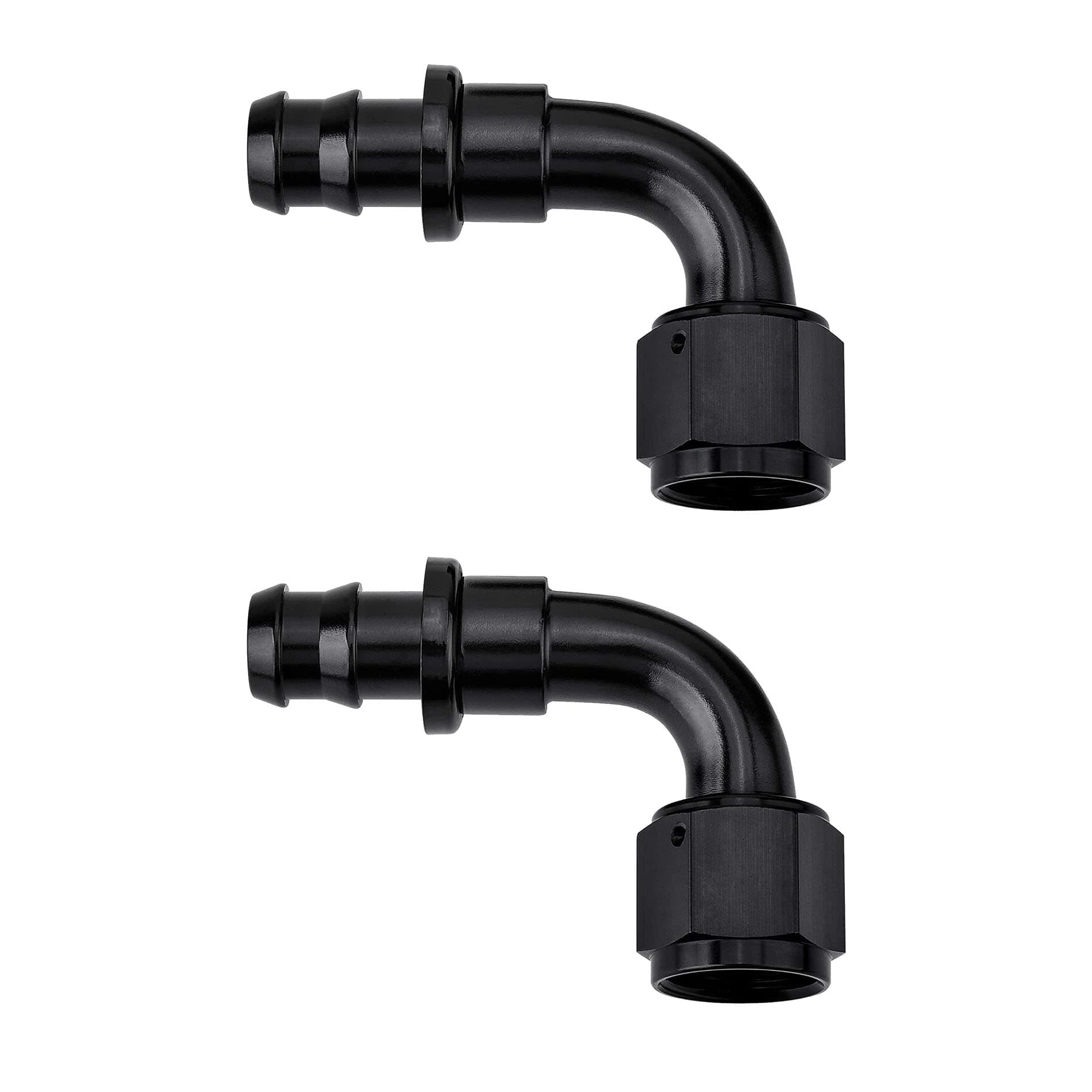 EVIL ENERGY 6AN 90 Degree Push Lock Hose Fitting End Black 2PCS