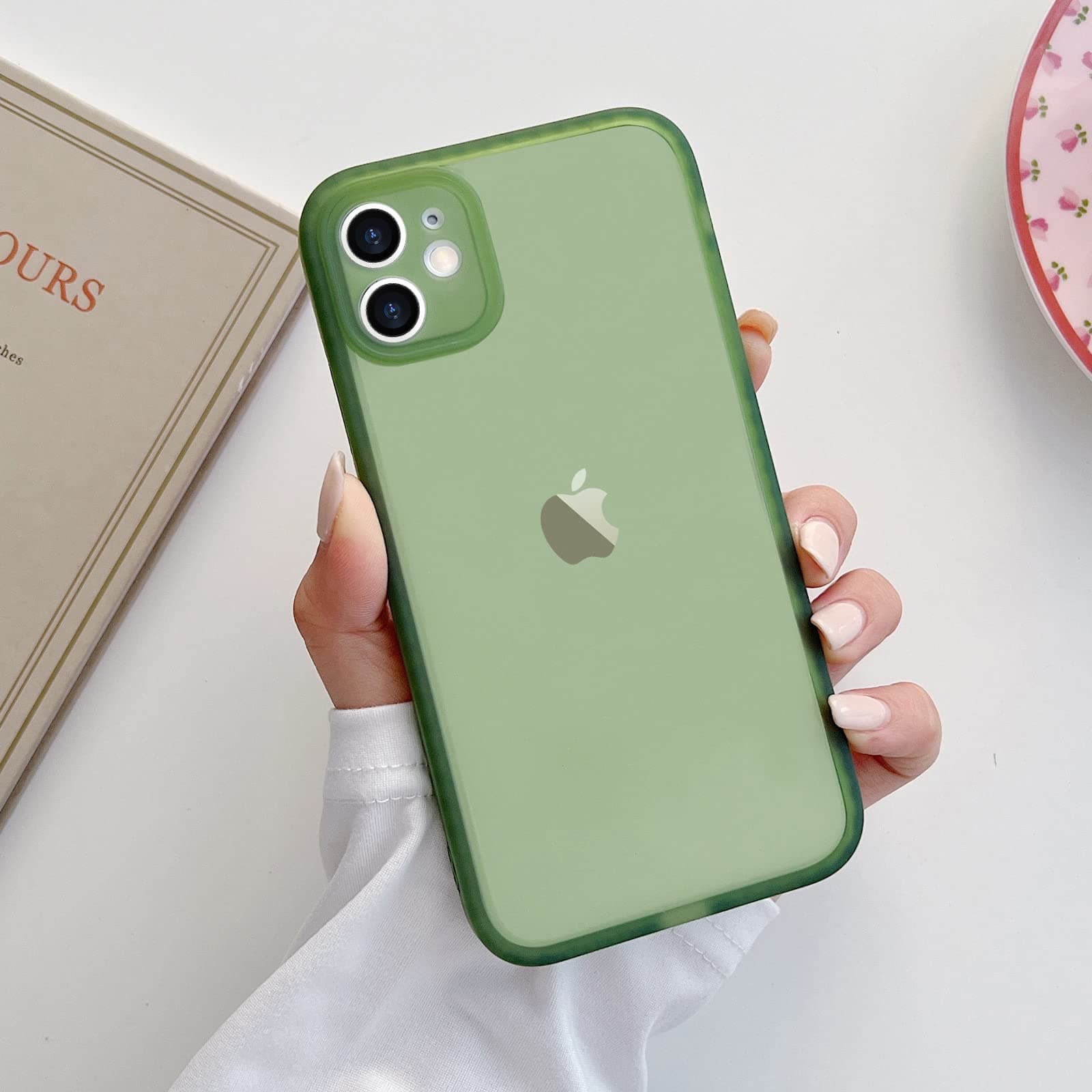 ROSEHUI Compatible with iPhone 11 Case, Clear Silicone Soft Bumper for Women Men Girls,Retro Matte Transparent TPU Shockproof Back Cover Protective Phone Case for iPhone 11 6.1 inch,Green
