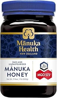 Manuka Health UMF 16+/MGO 573+ Manuka Honey (500g/17.6oz), Superfood, Authentic Raw Honey from New Zealand