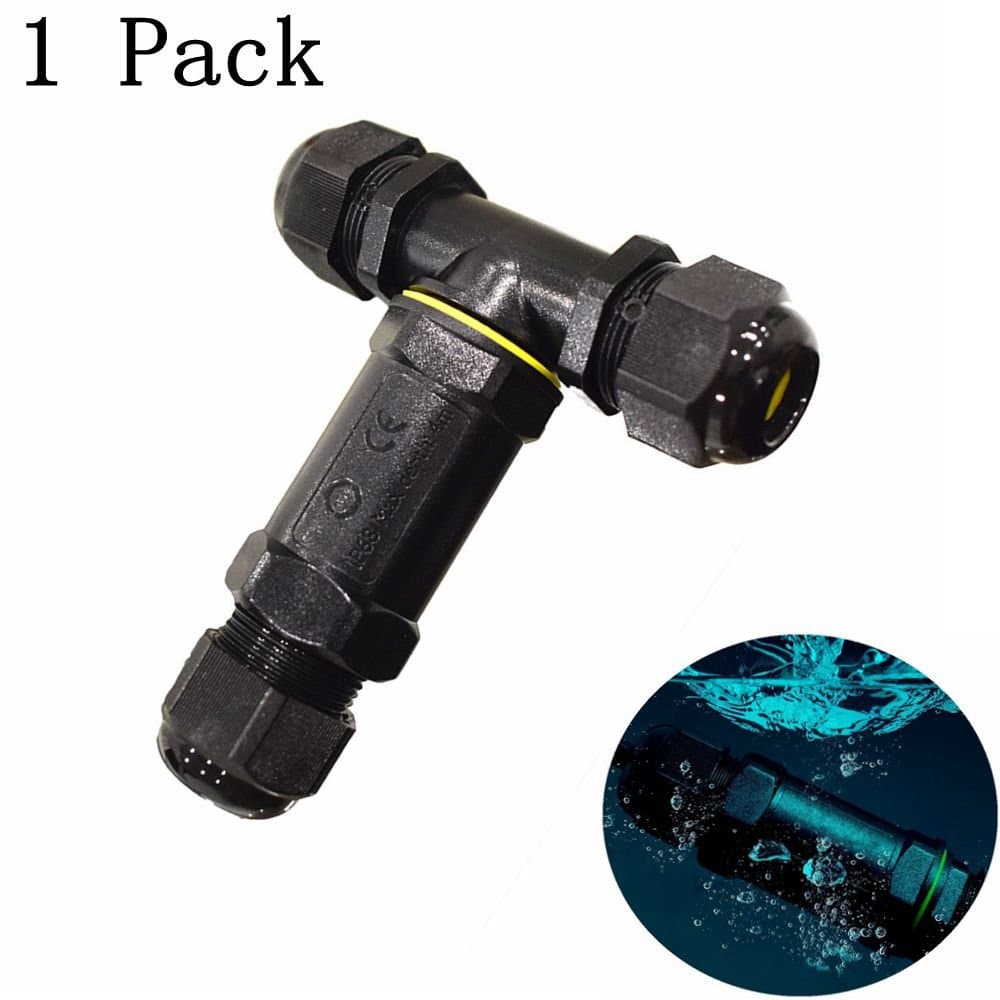 PRODDELI T Junction Box IP68 Waterproof Outdoor Electrical Cable Connector External Sleeve Coupler 5 Pin 24A 450V AC (1 Pack)