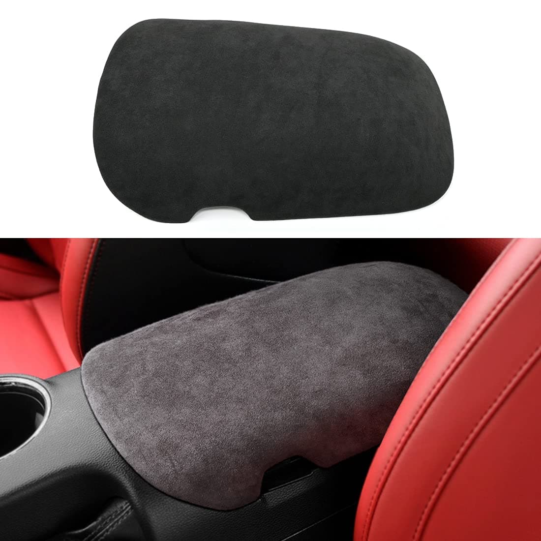 Black Suede Cover Wrap Central Console Armrest Interior Sticker Decoration for Mustang 2015 2016 2017 2018 2019 2020 2021